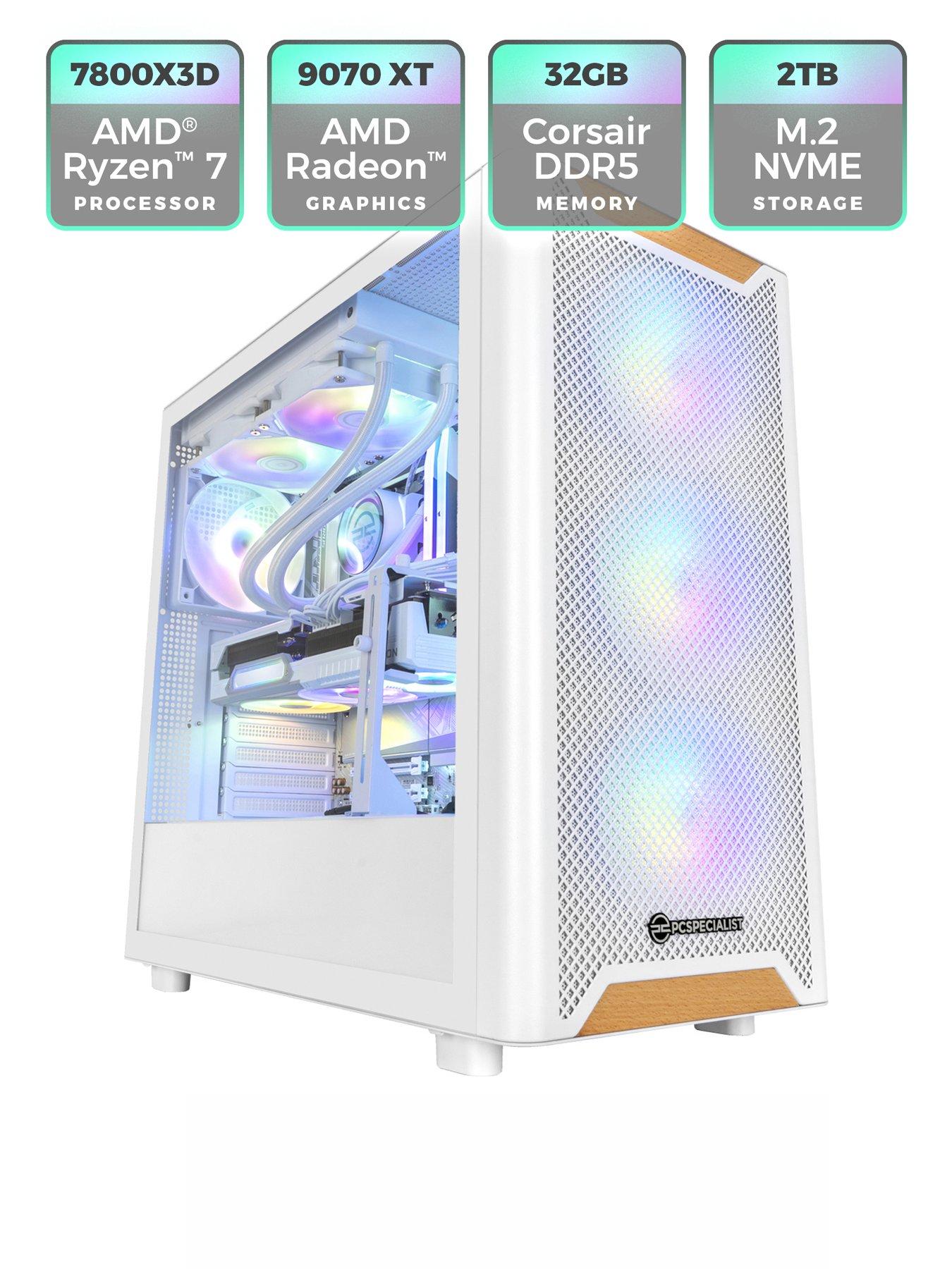 Image 2 of 8 of PCSpecialist Fusion Luna 40 Gaming Desktop - AMD Radeon RX 9070 XT,&nbsp;AMD Ryzen 7, 32GB RAM,&nbsp;2TB SSD -&nbsp;White
