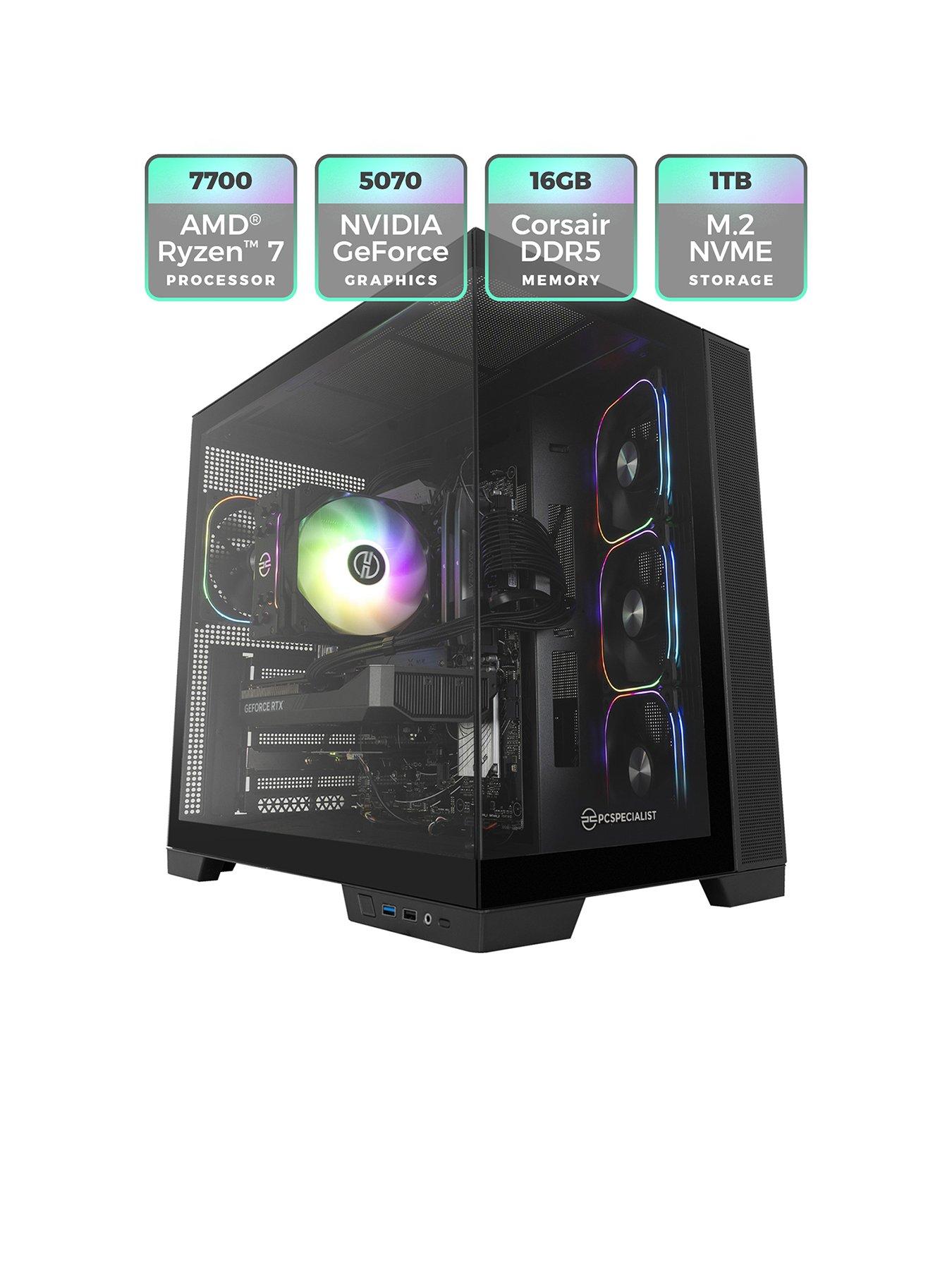 Image 2 of 8 of PCSpecialist Fusion 45 Gaming Desktop -&nbsp;GeForce RTX 5070,&nbsp;AMD Ryzen 7,&nbsp;16GB&nbsp; RAM, 1TB SSD -&nbsp;Black