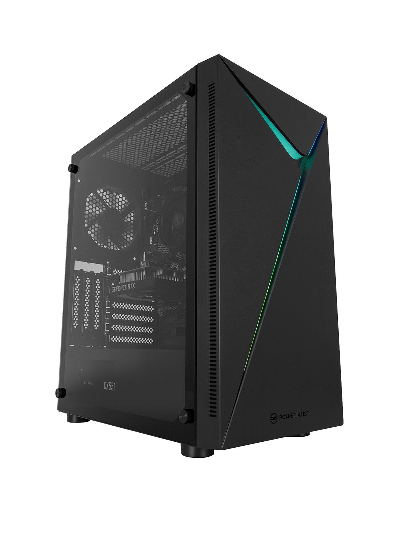 PCSpecialist Fusion 20 Gaming Desktop - GeForce RTX 3050, AMD Ryzen 5, 16GB RAM, 1TB SSD - Black