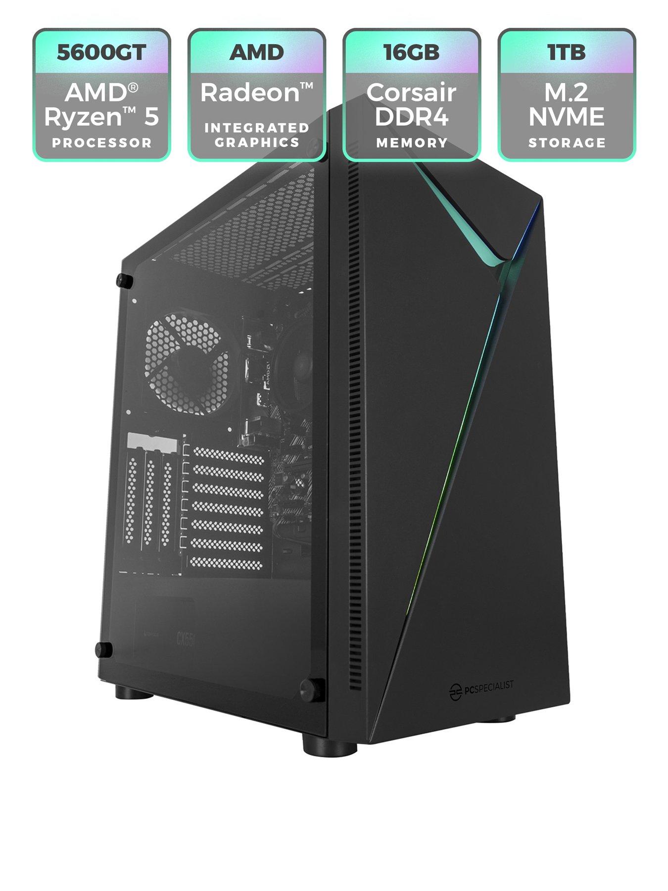  image of pcspecialist-fusion-15-gaming-desktop-amd-ryzen-5-16gb-1tb-black
