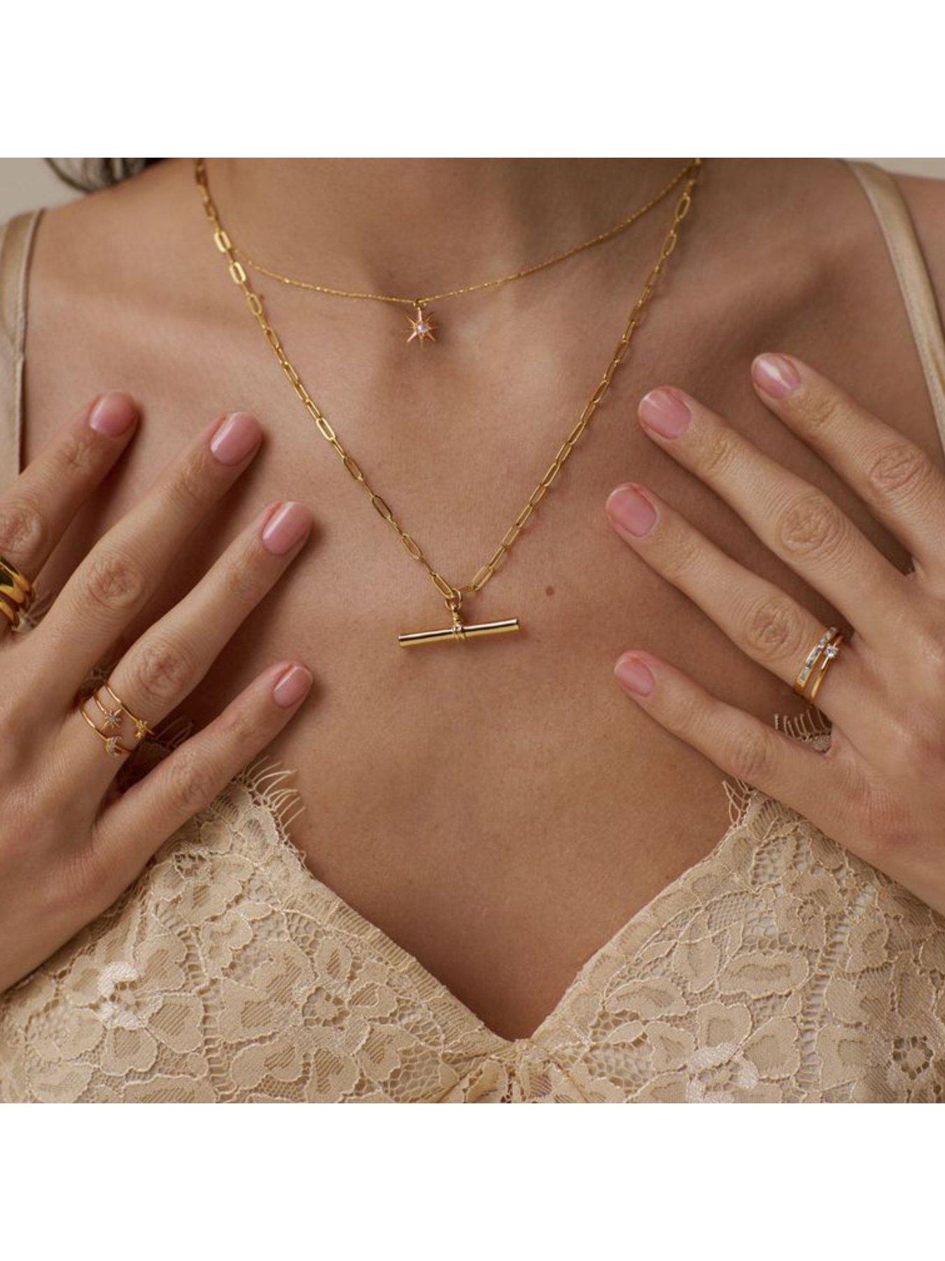 Image 3 of 3 of Orelia Chunky T-Bar Mid Length Necklace