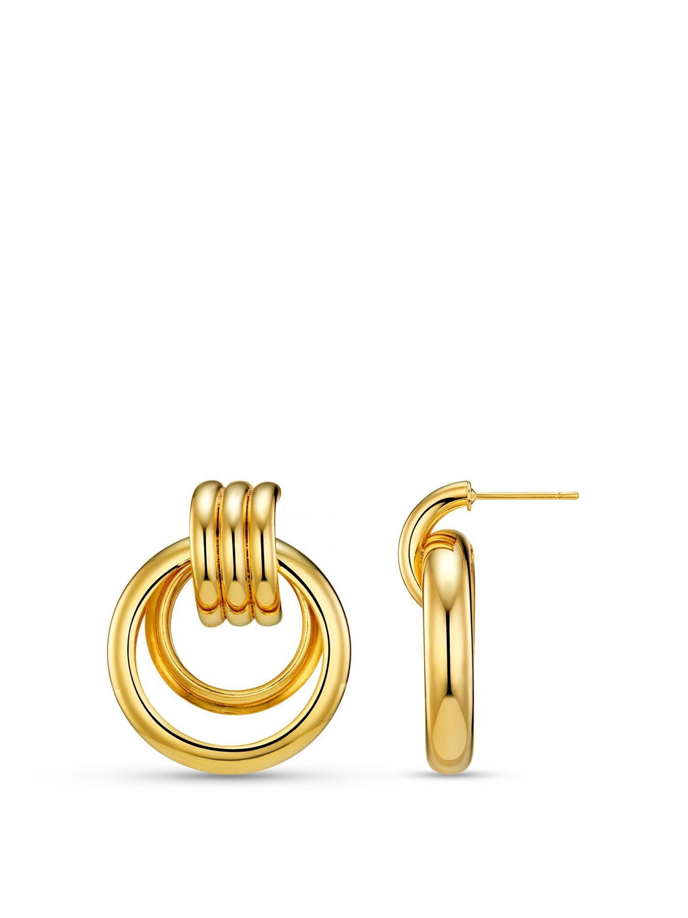 Image 1 of 2 of Orelia Statement Open Interlocking Hoop Earrings - Gold