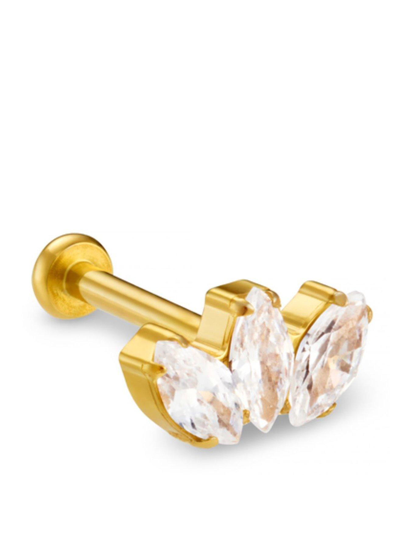 undefined Marquise Fan Cubic Zirconia Labret