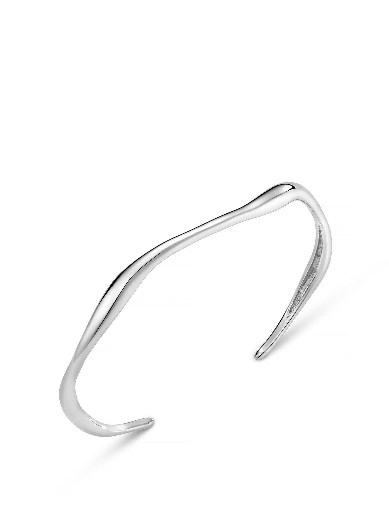 undefined Fine Wave Bangle - Silver