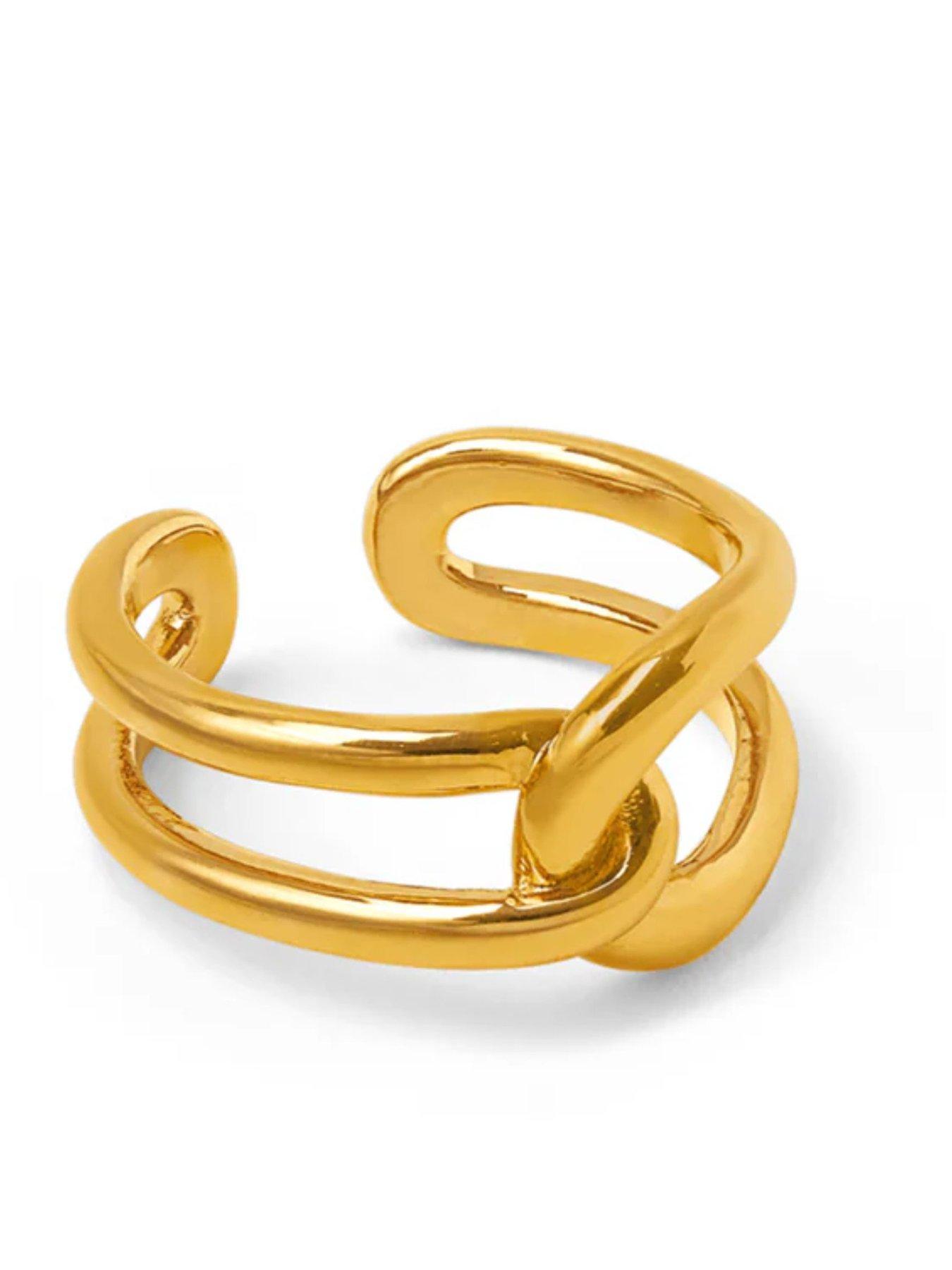 Image 1 of 2 of Orelia Interlocking Open Plated Adjustable Ring - Gold