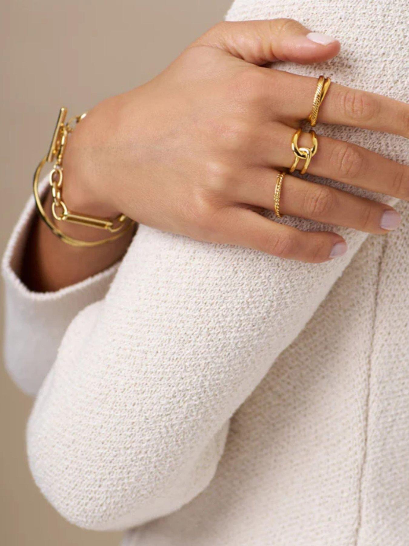 Image 2 of 2 of Orelia Interlocking Open Plated Adjustable Ring - Gold