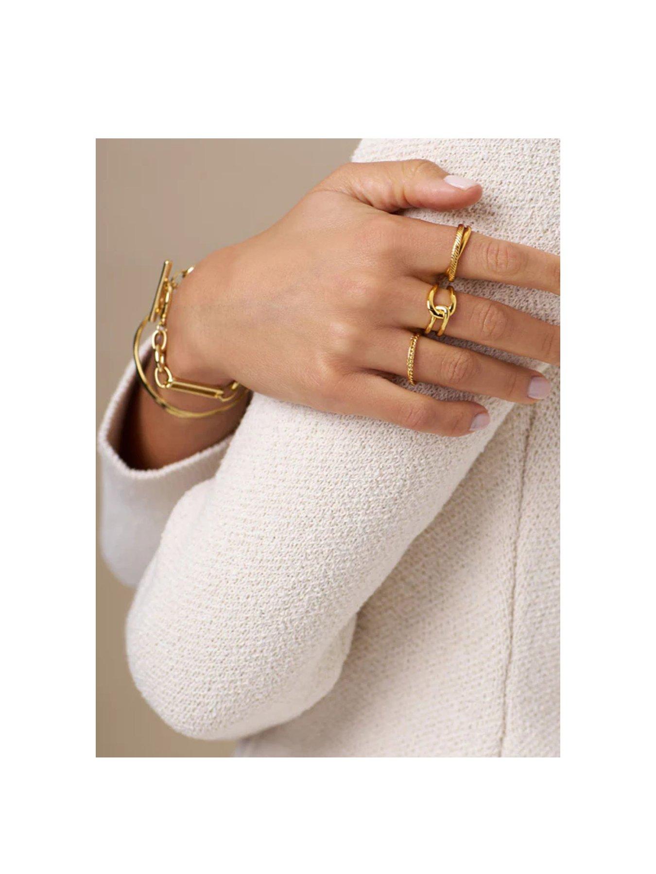 Image 2 of 2 of Orelia Interlocking Open Plated Adjustable Ring - Gold