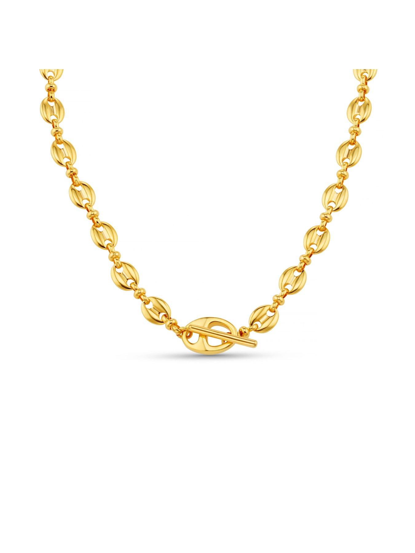  image of orelia-mariner-chain-t-bar-necklace-gold