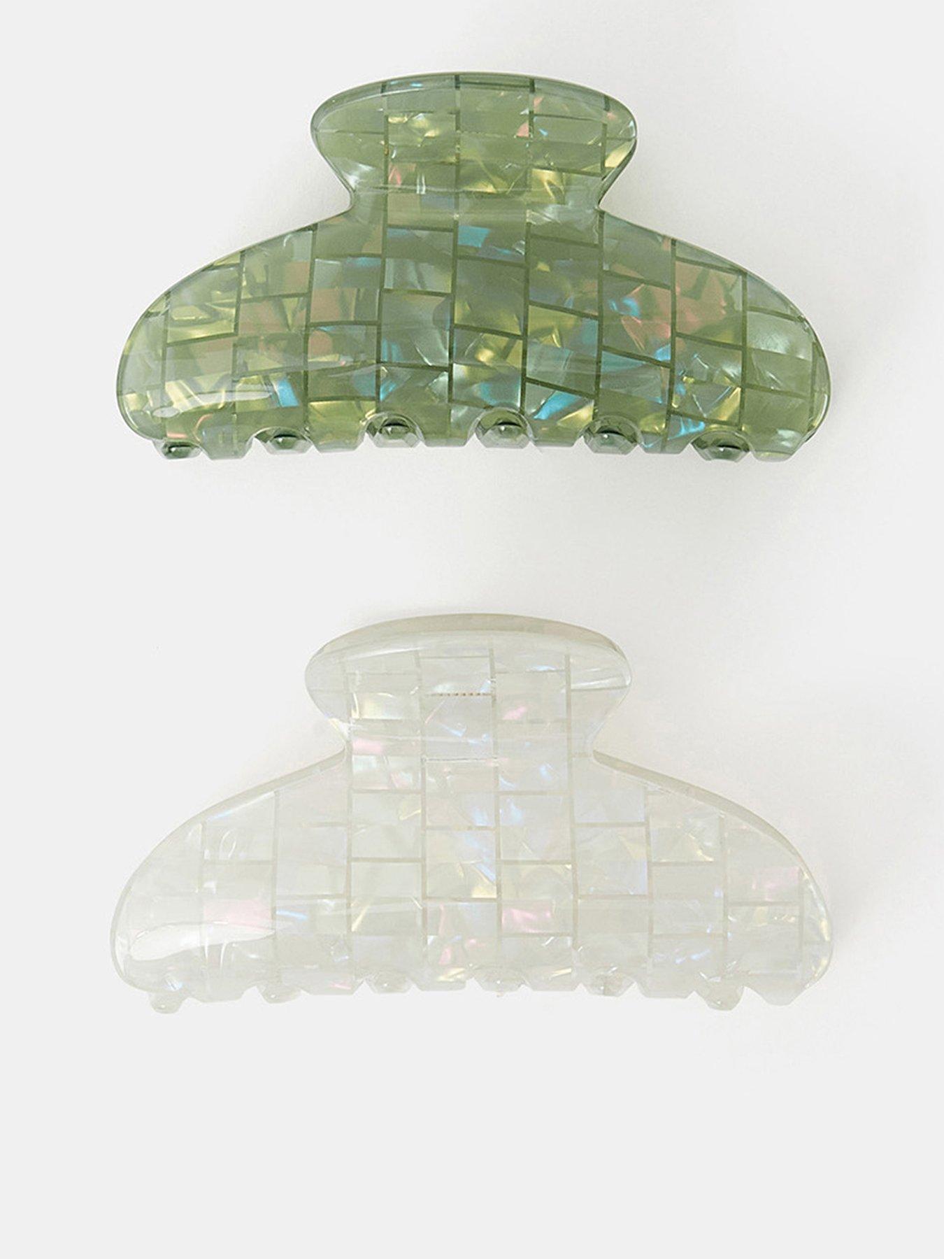 Image 1 of 3 of Accessorize 2-pack Iridescent Tile Resin Claw Clips - Multi
