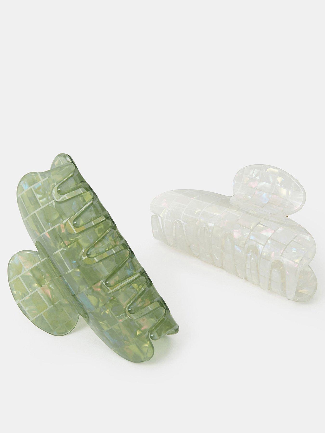 Image 3 of 3 of Accessorize 2-pack Iridescent Tile Resin Claw Clips - Multi