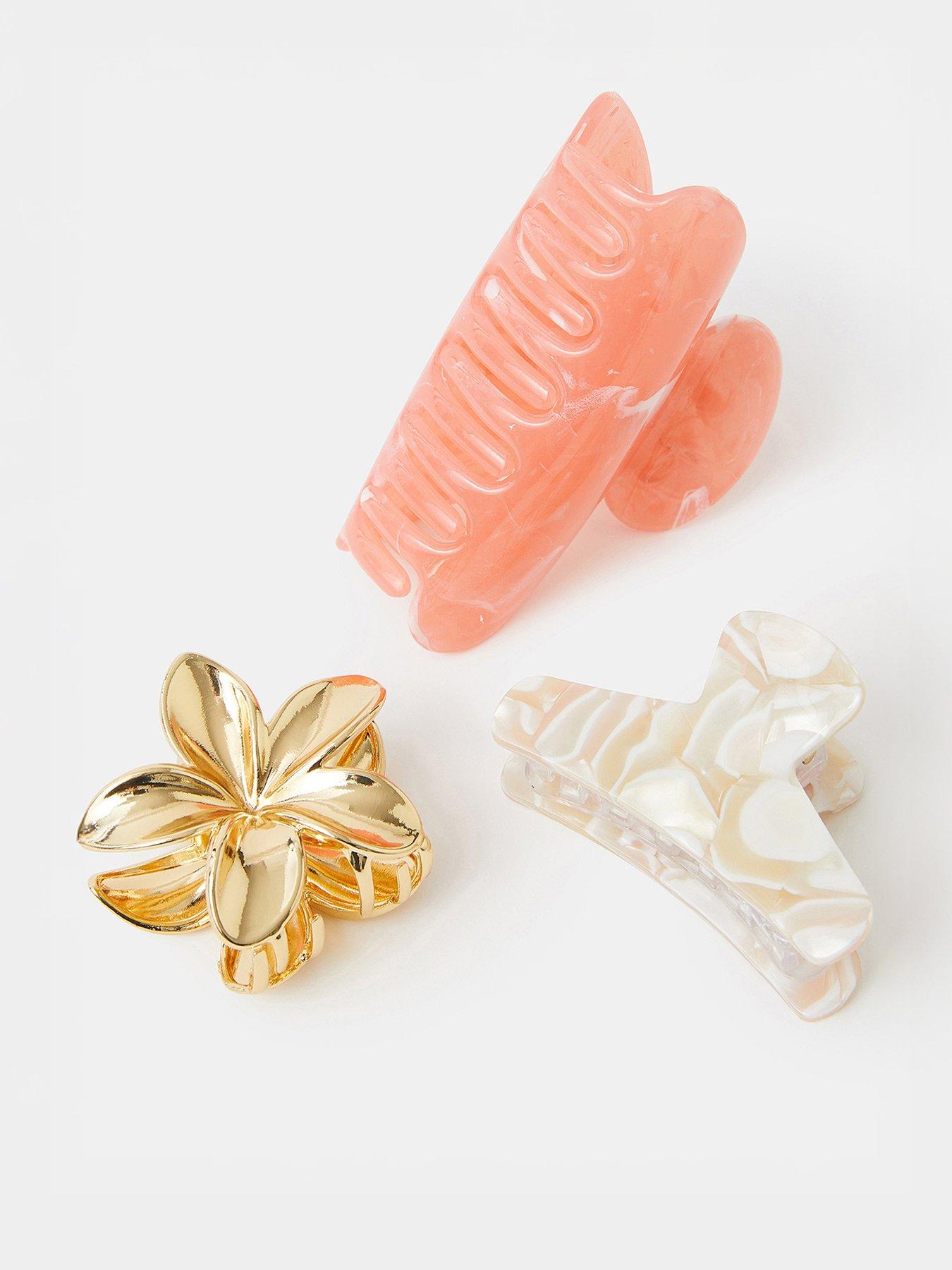 undefined 3-Pack Mix Hair Claw Clips - Pink