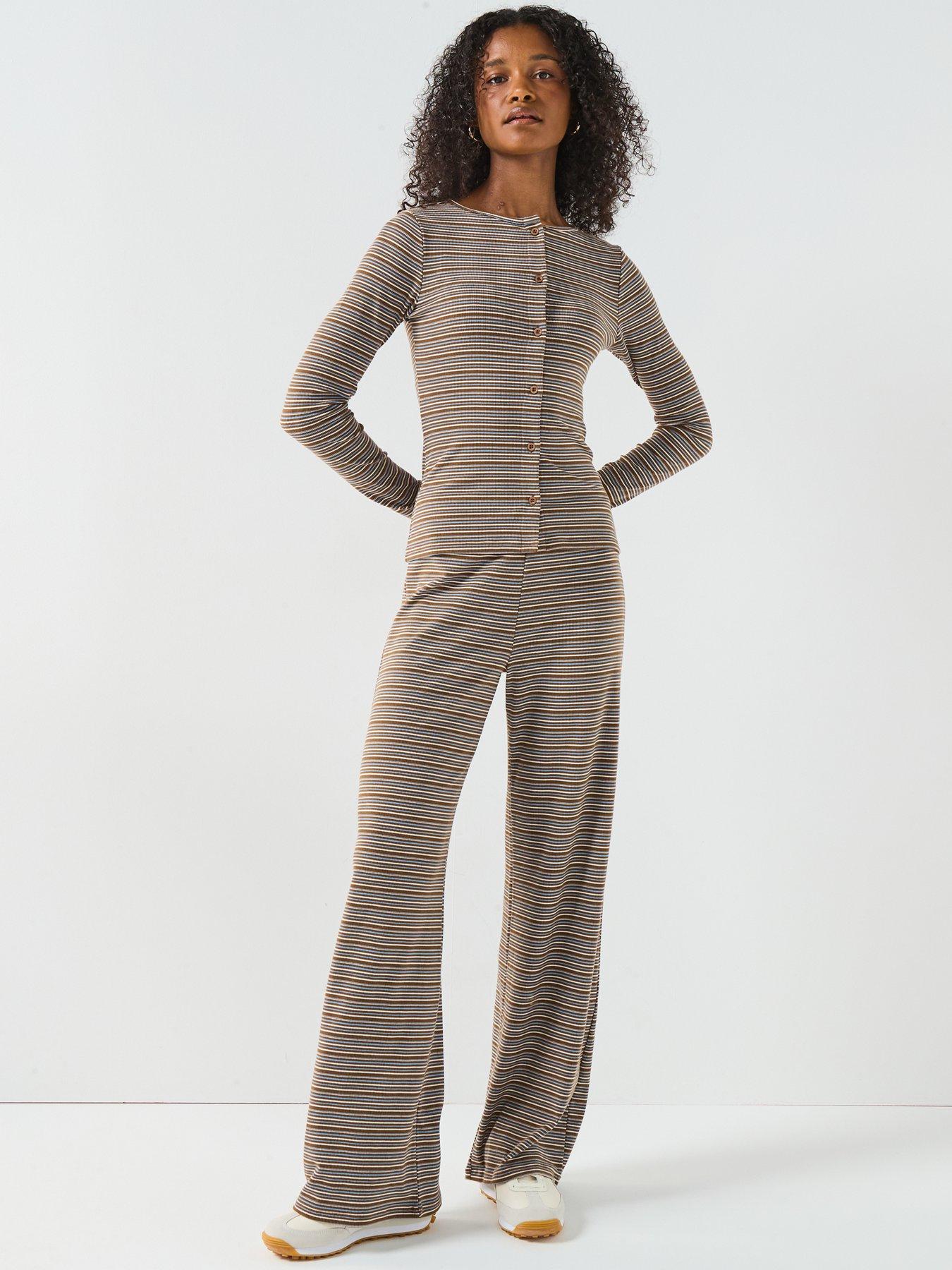 Image 3 of 6 of V by Very Stripe Rib Button Up Top - Print