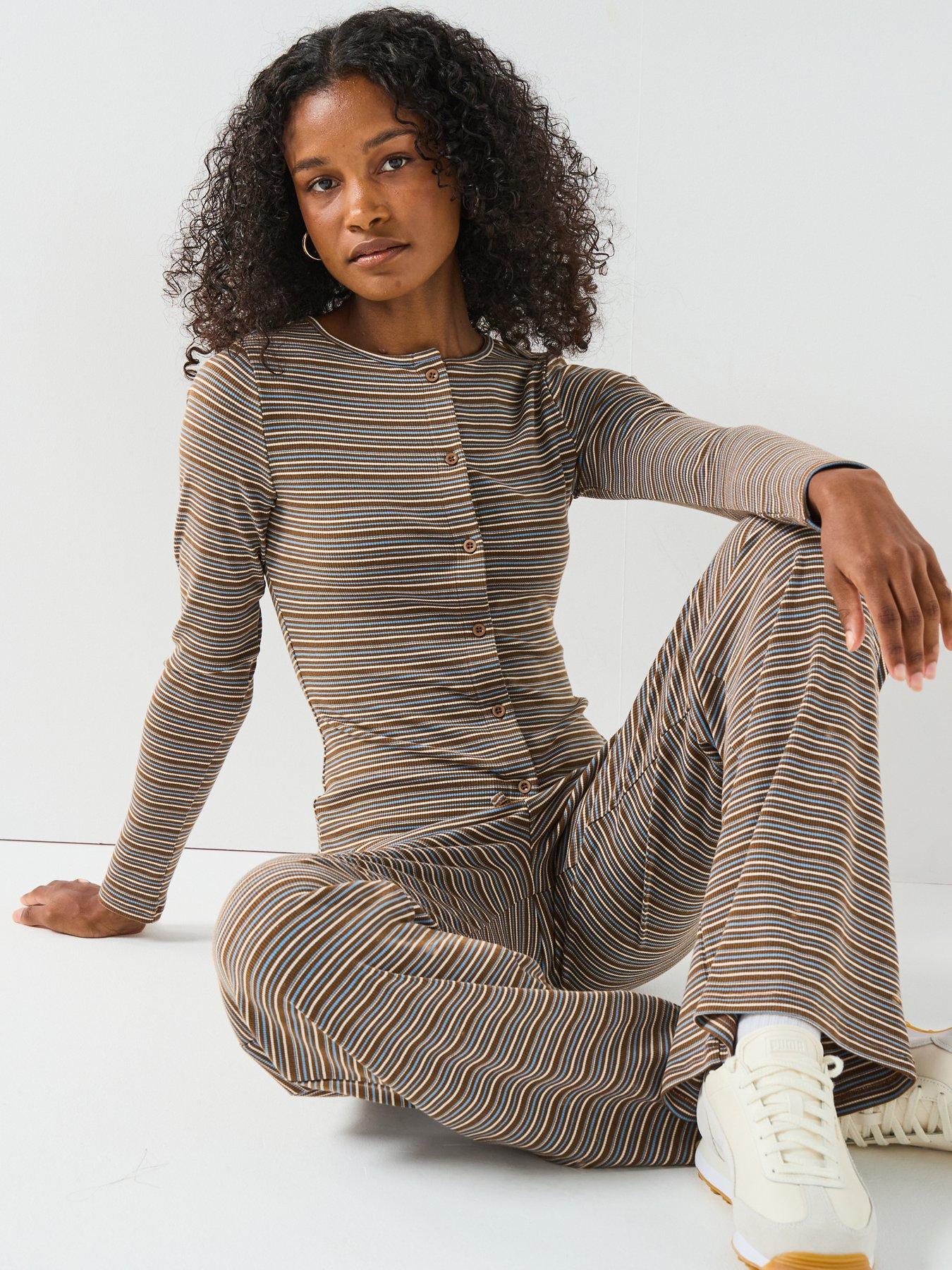 Image 6 of 6 of V by Very Stripe Rib Button Up Top - Print