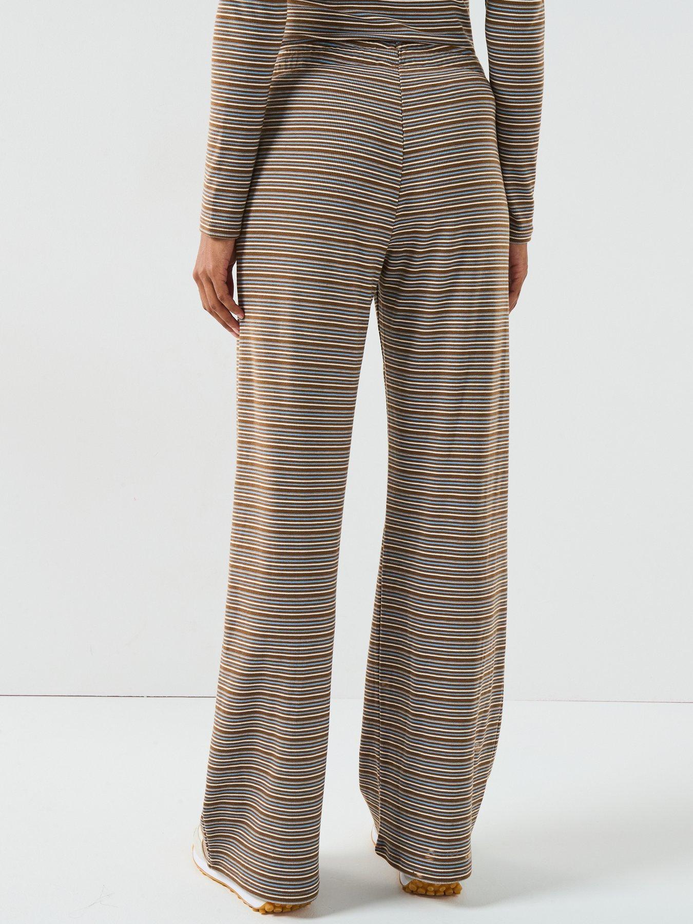 Image 2 of 6 of V by Very Stripe Rib Wide Leg Trousers - Print