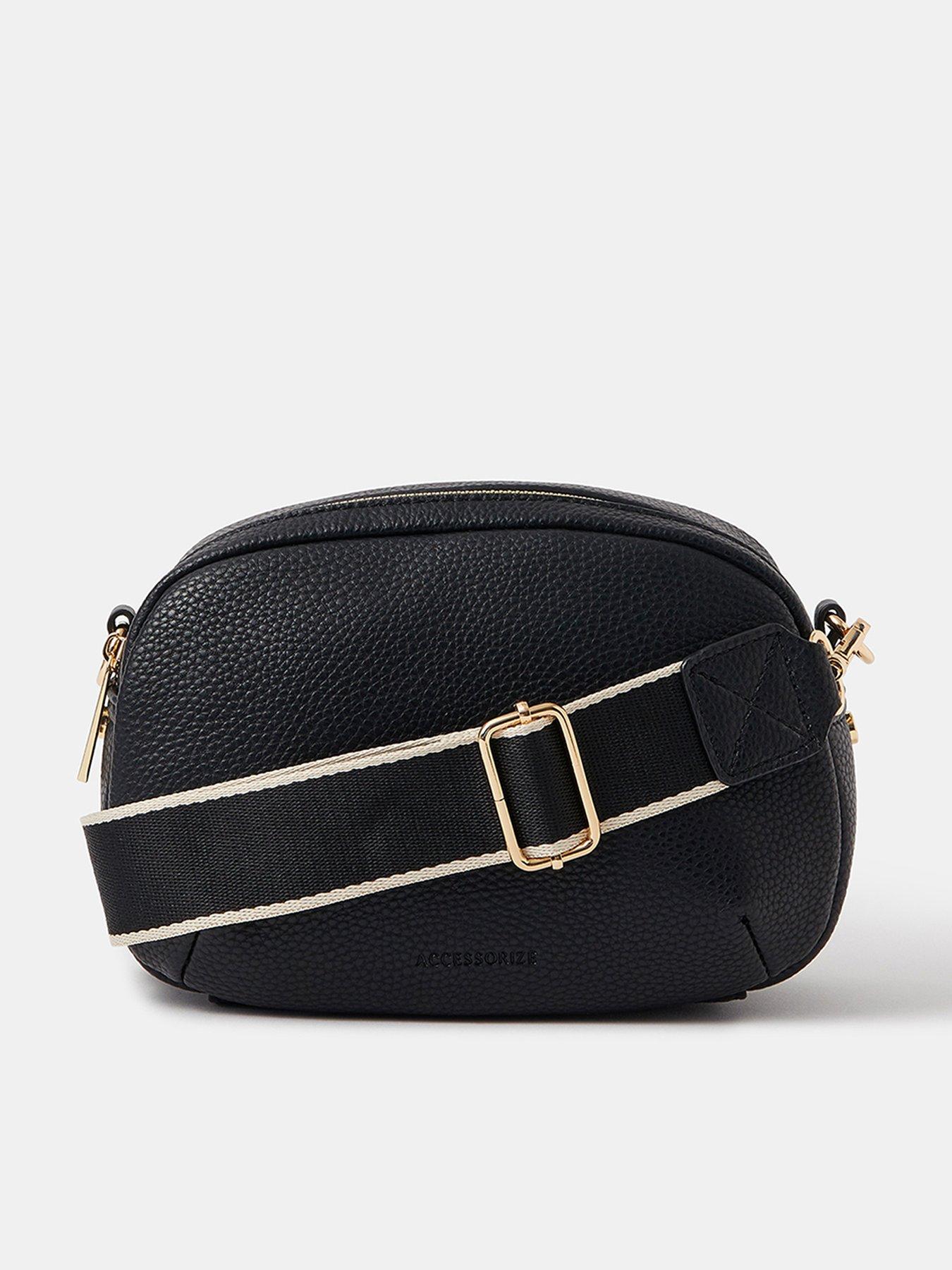 Image 1 of 4 of Accessorize Webbing Strap Small Crossbody Bag - Black