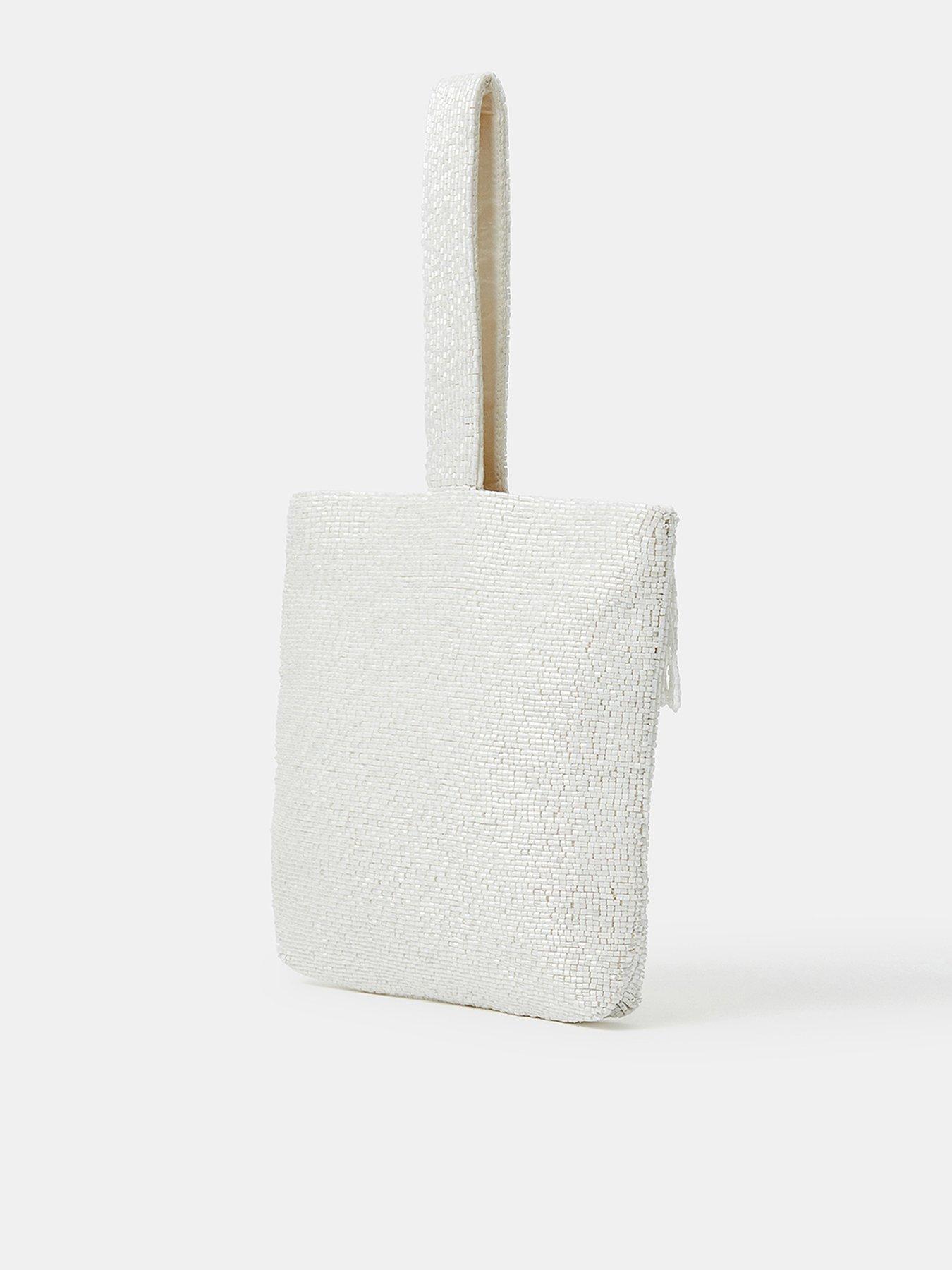 Image 3 of 5 of Accessorize Bridal Beaded Fringe Bag - Cream