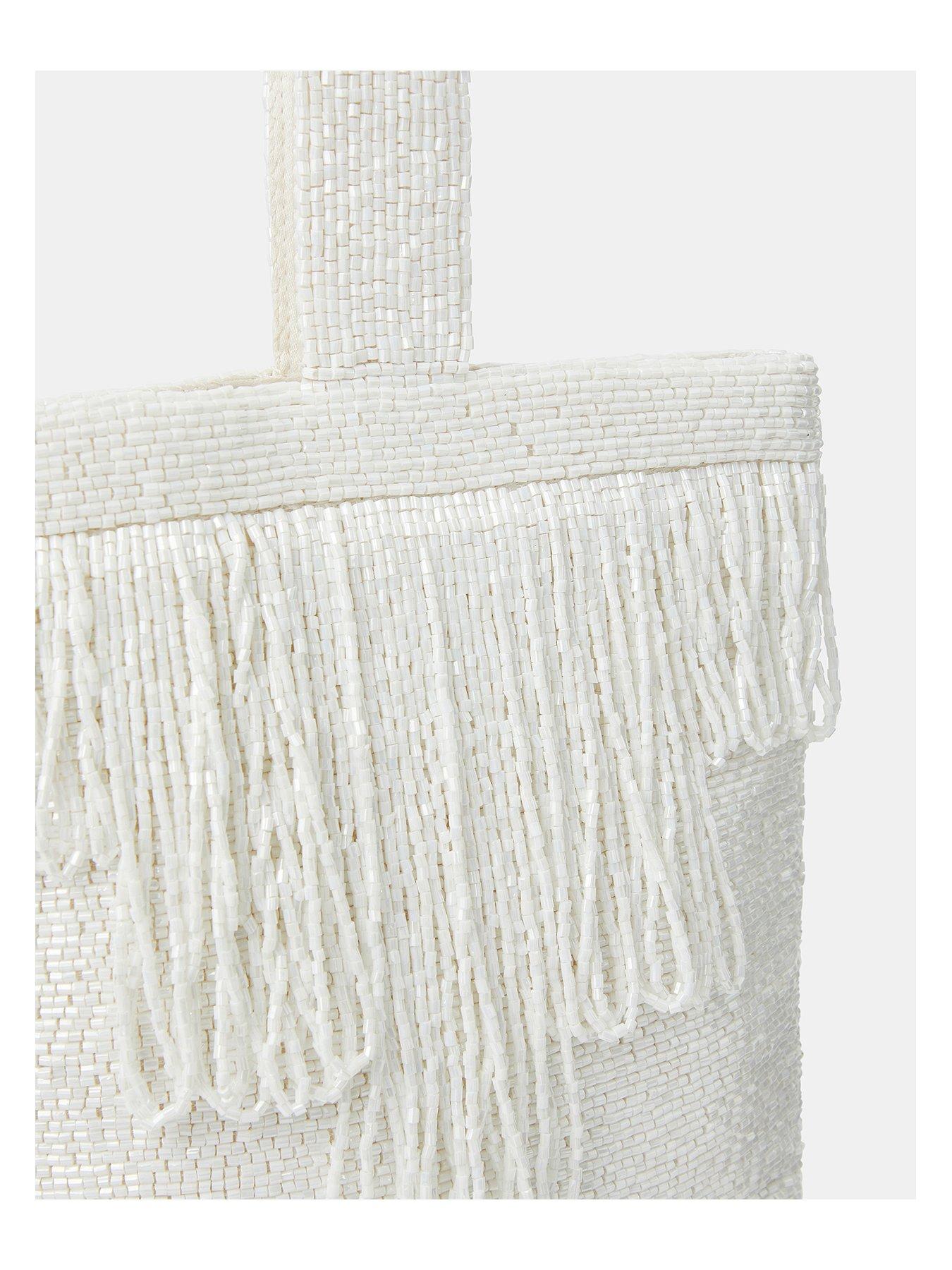 Image 4 of 5 of Accessorize Bridal Beaded Fringe Bag - Cream