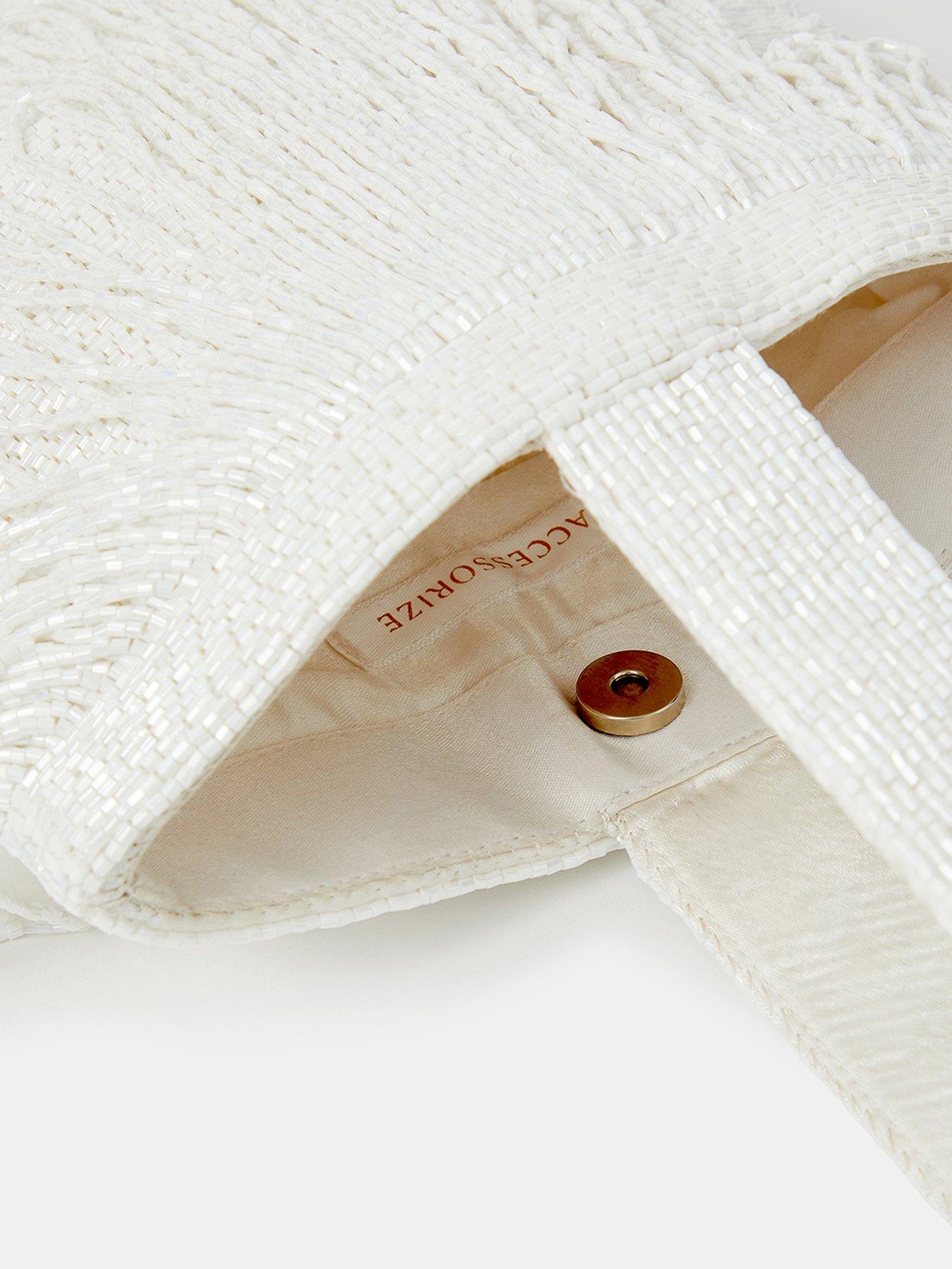 Image 5 of 5 of Accessorize Bridal Beaded Fringe Bag - Cream