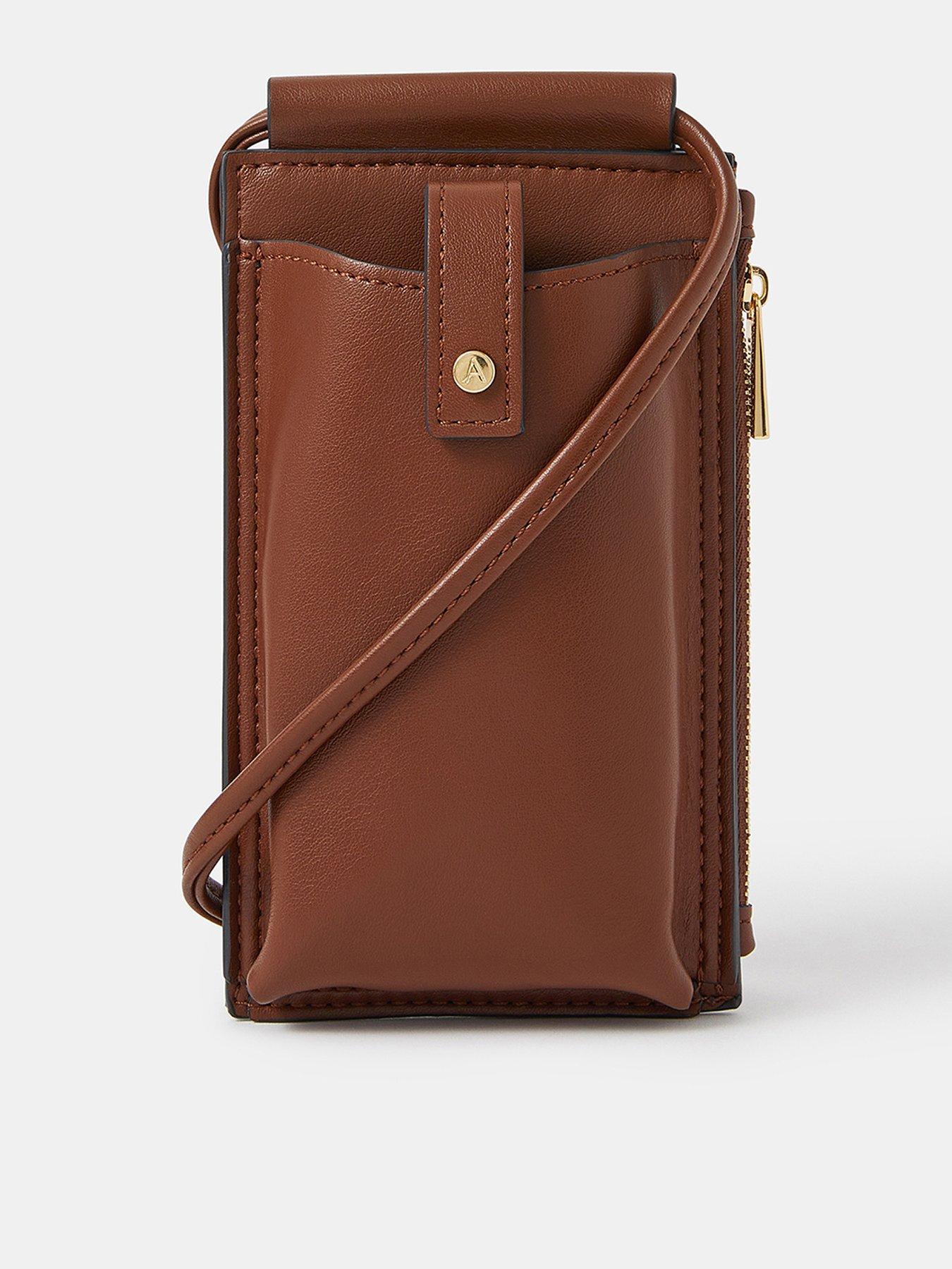 Image 1 of 5 of Accessorize Tab Pocket Phone Bag - Light Brown