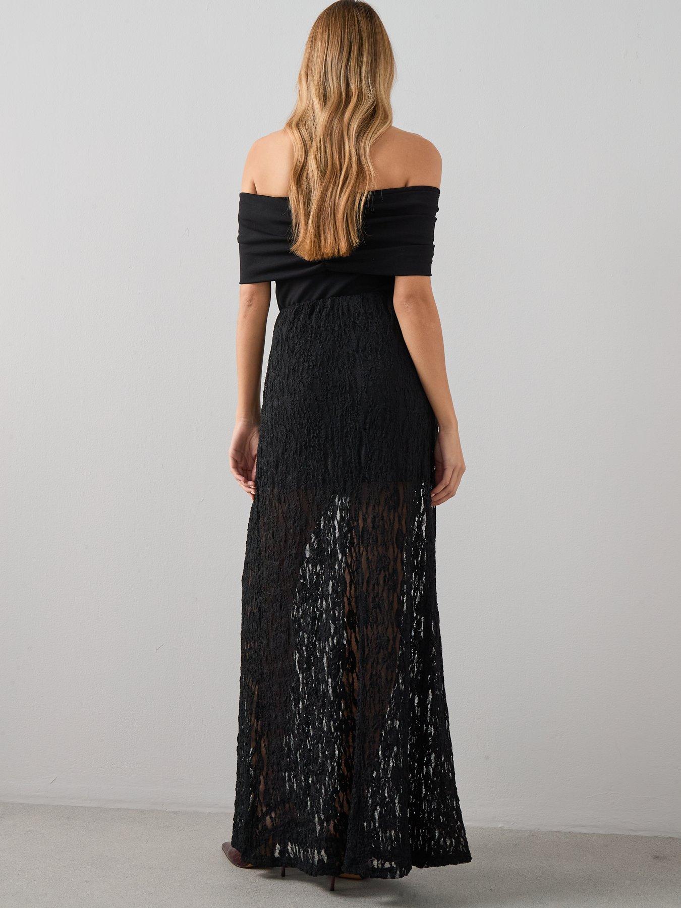  image of the-very-collection-lace-midaxi-skirt-black
