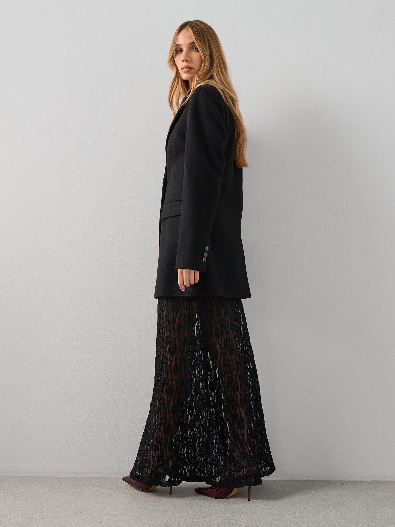  image of the-very-collection-lace-midaxi-skirt-black