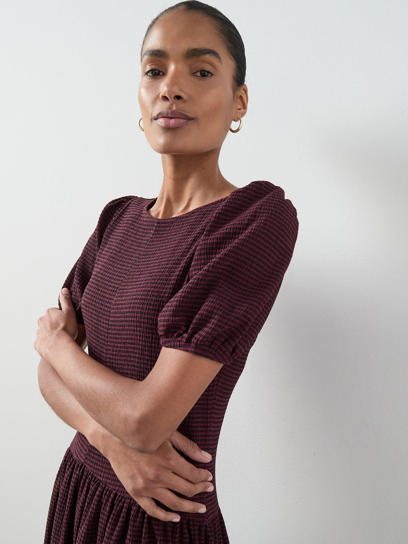  image of the-very-collection-gingham-check-waist-detail-midaxi-dress-print