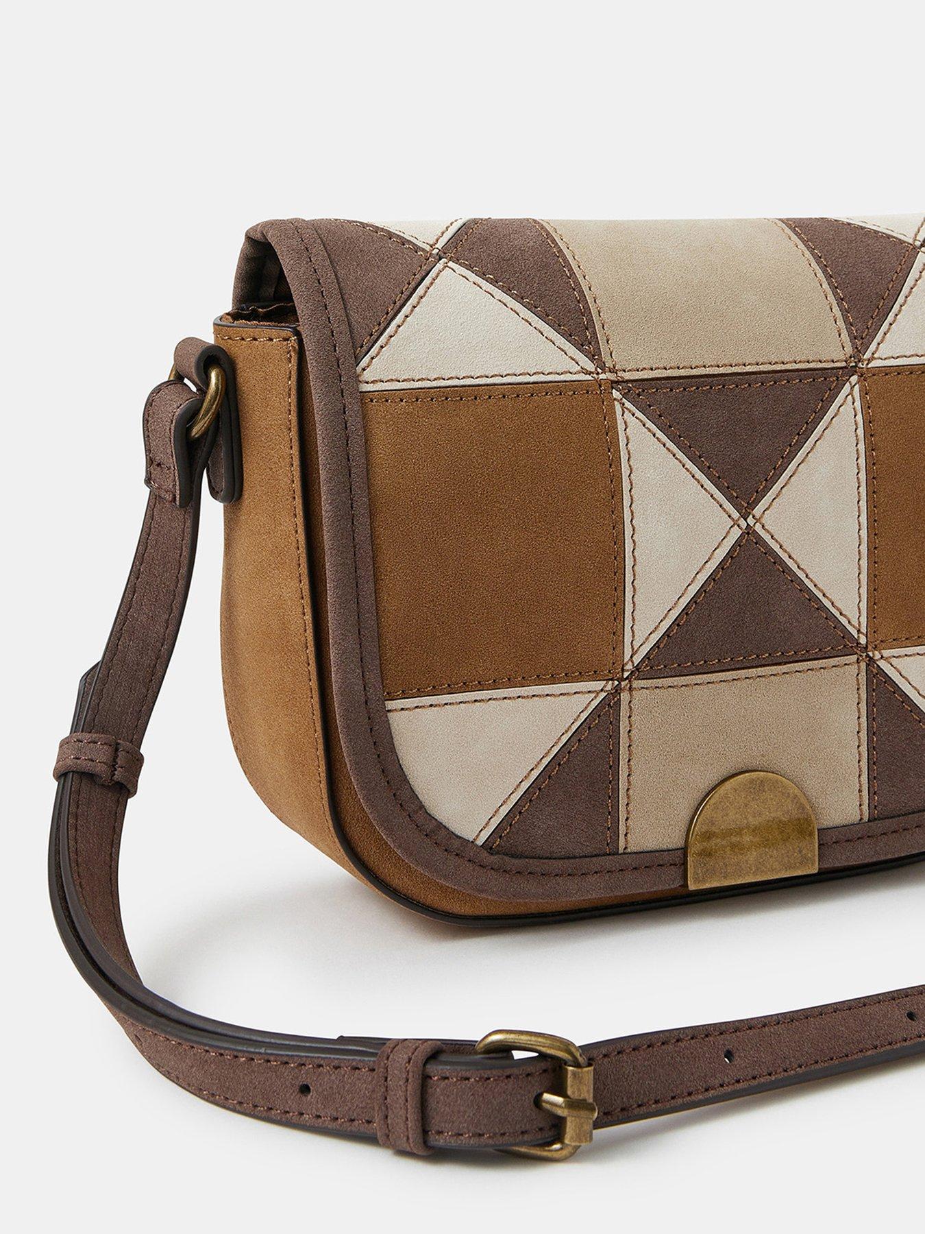 Image 4 of 5 of Accessorize Patchwork Crossbody Bag - Light Brown