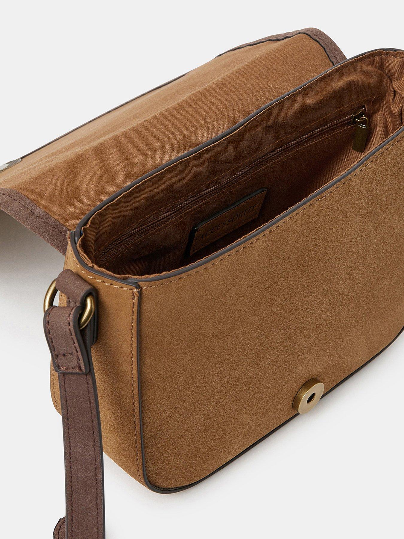 Image 5 of 5 of Accessorize Patchwork Crossbody Bag - Light Brown