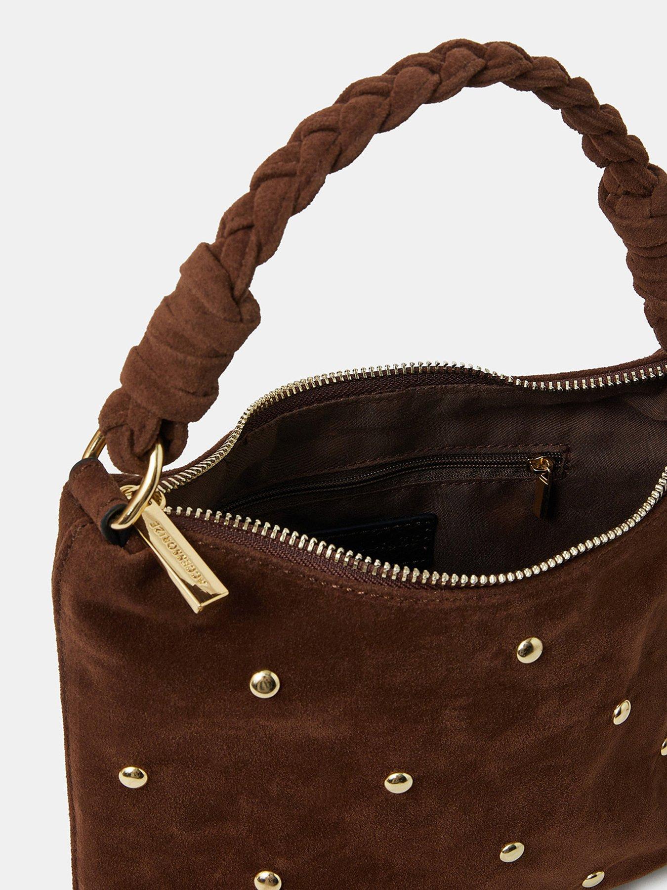 Image 5 of 5 of Accessorize Suedette Stud Handbag - Brown