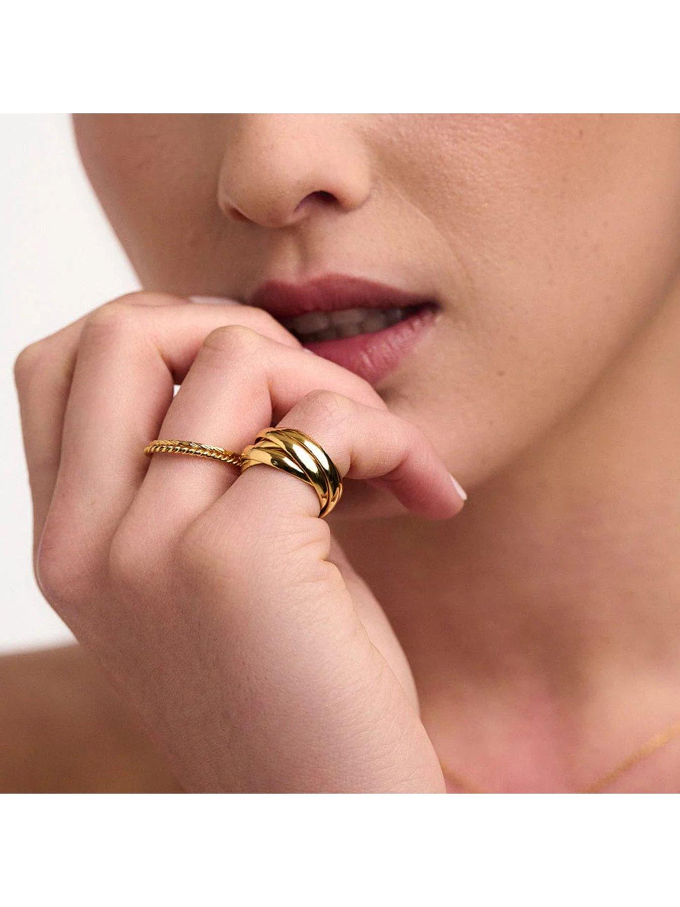 Image 3 of 4 of Orelia Interlocking Russian Rings - Gold