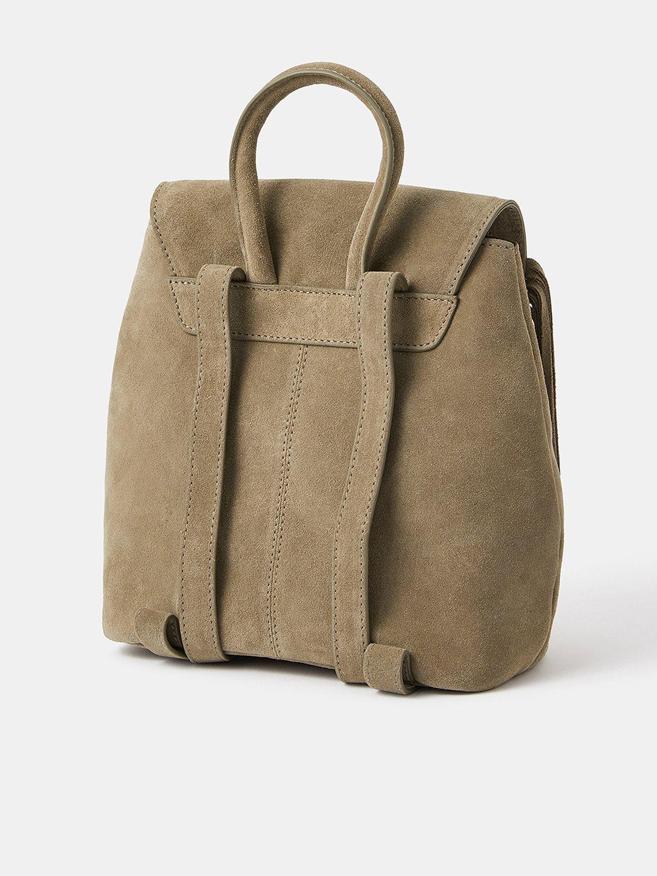 Image 2 of 4 of Accessorize Leather Fringe Backpack - Khaki