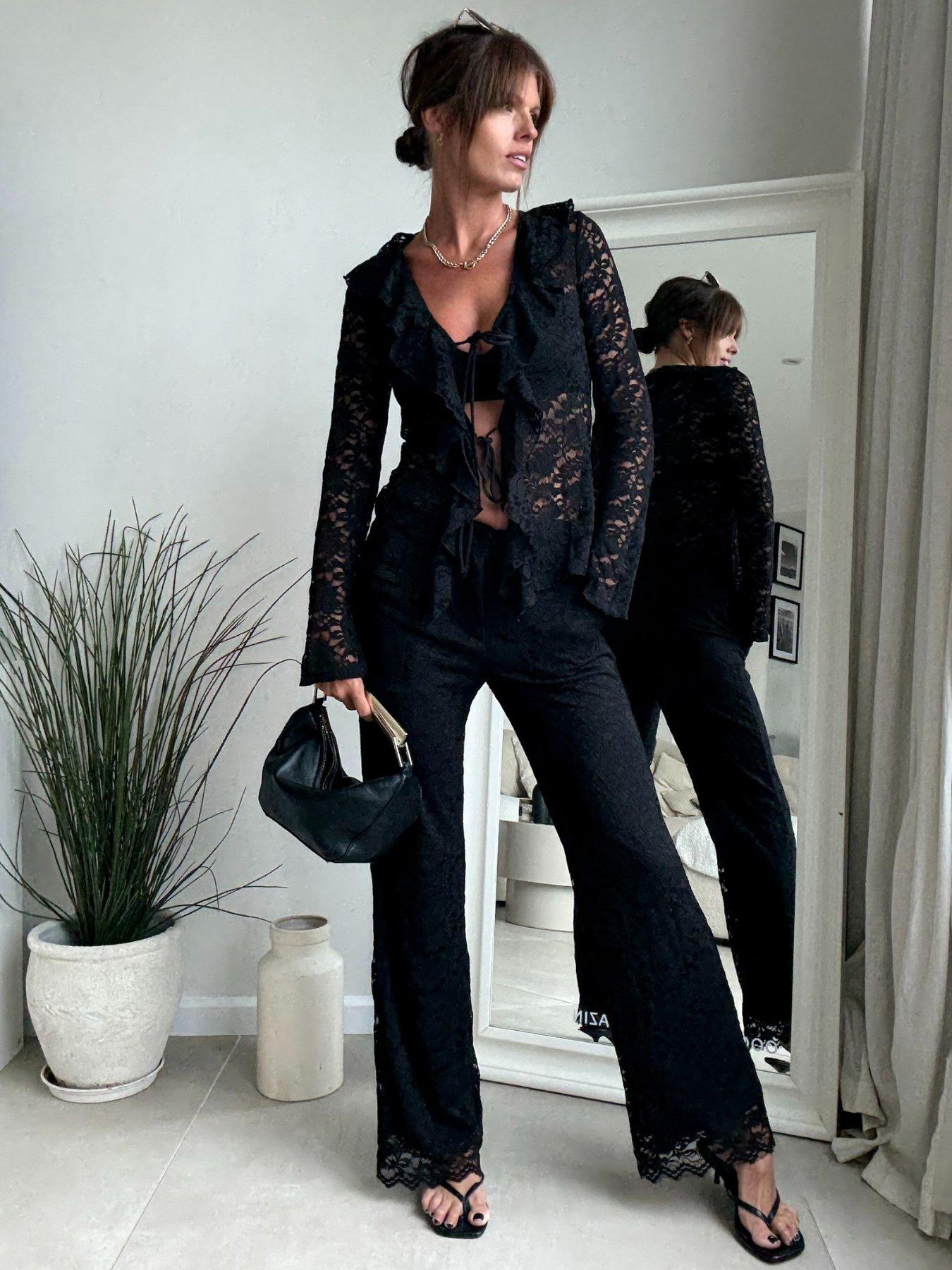 undefined Lace Lined Trouser - Black