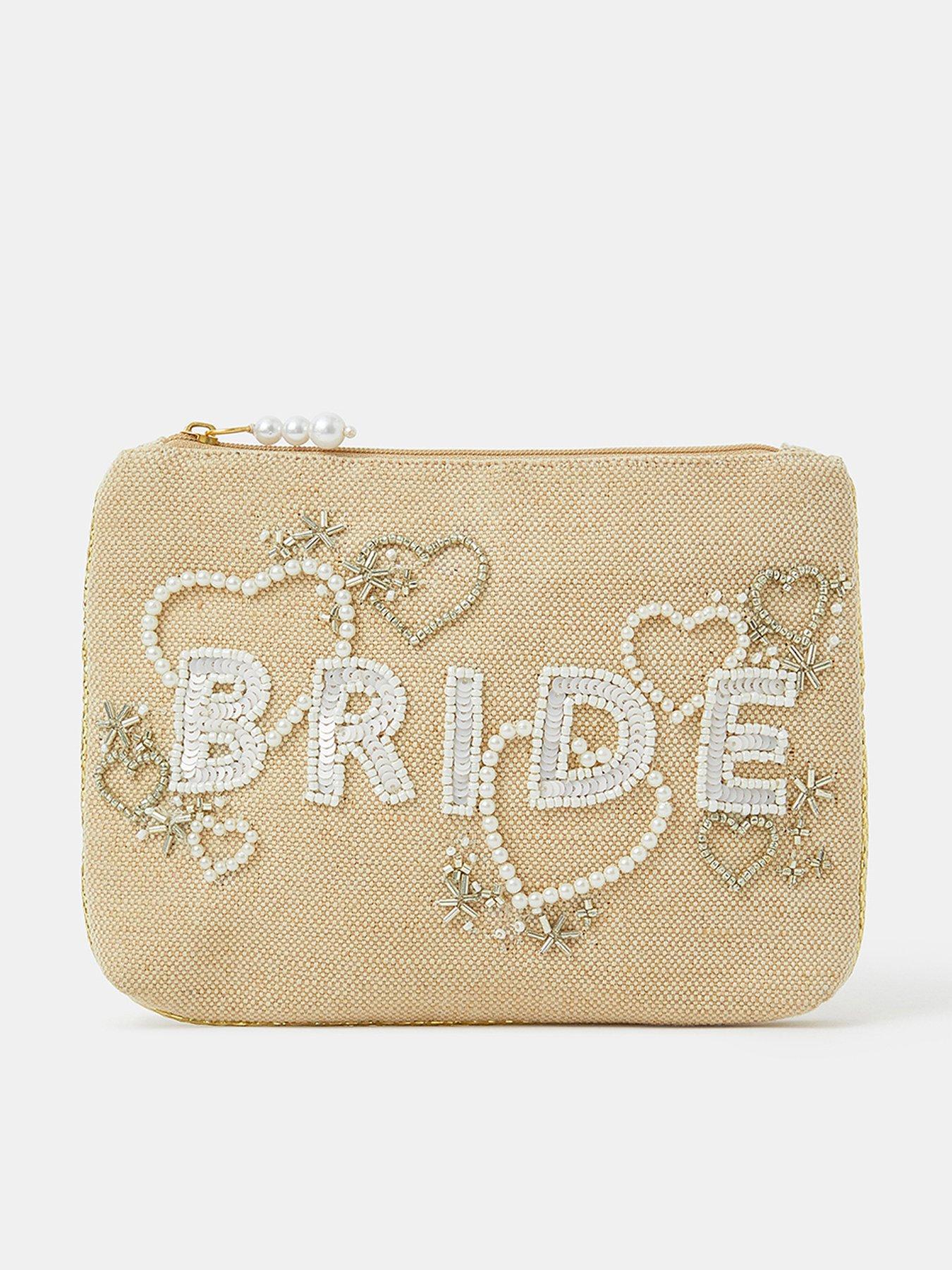 Image 1 of 3 of Accessorize Bride Canvas Pouch - Cream