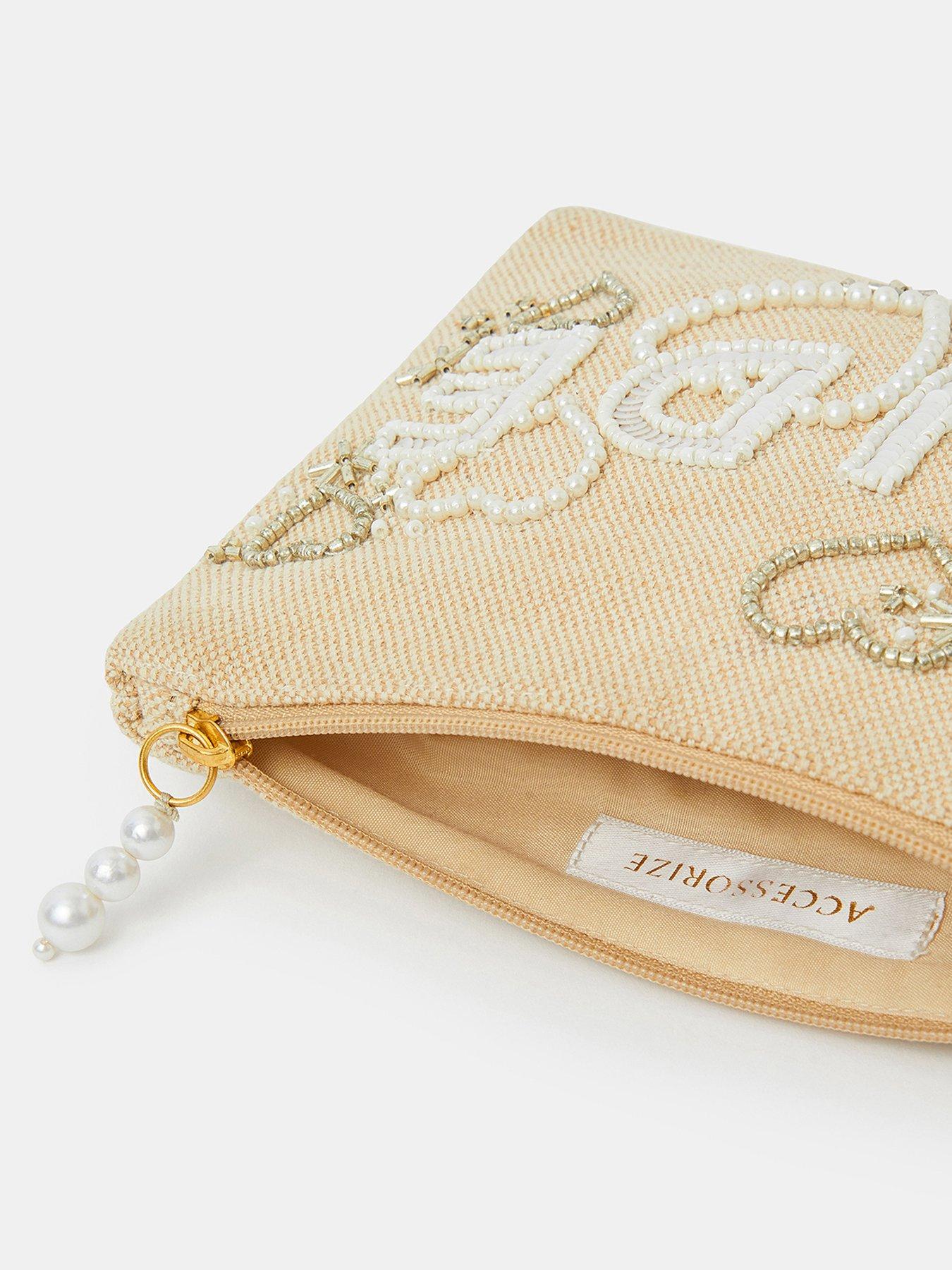 Image 2 of 3 of Accessorize Bride Canvas Pouch - Cream