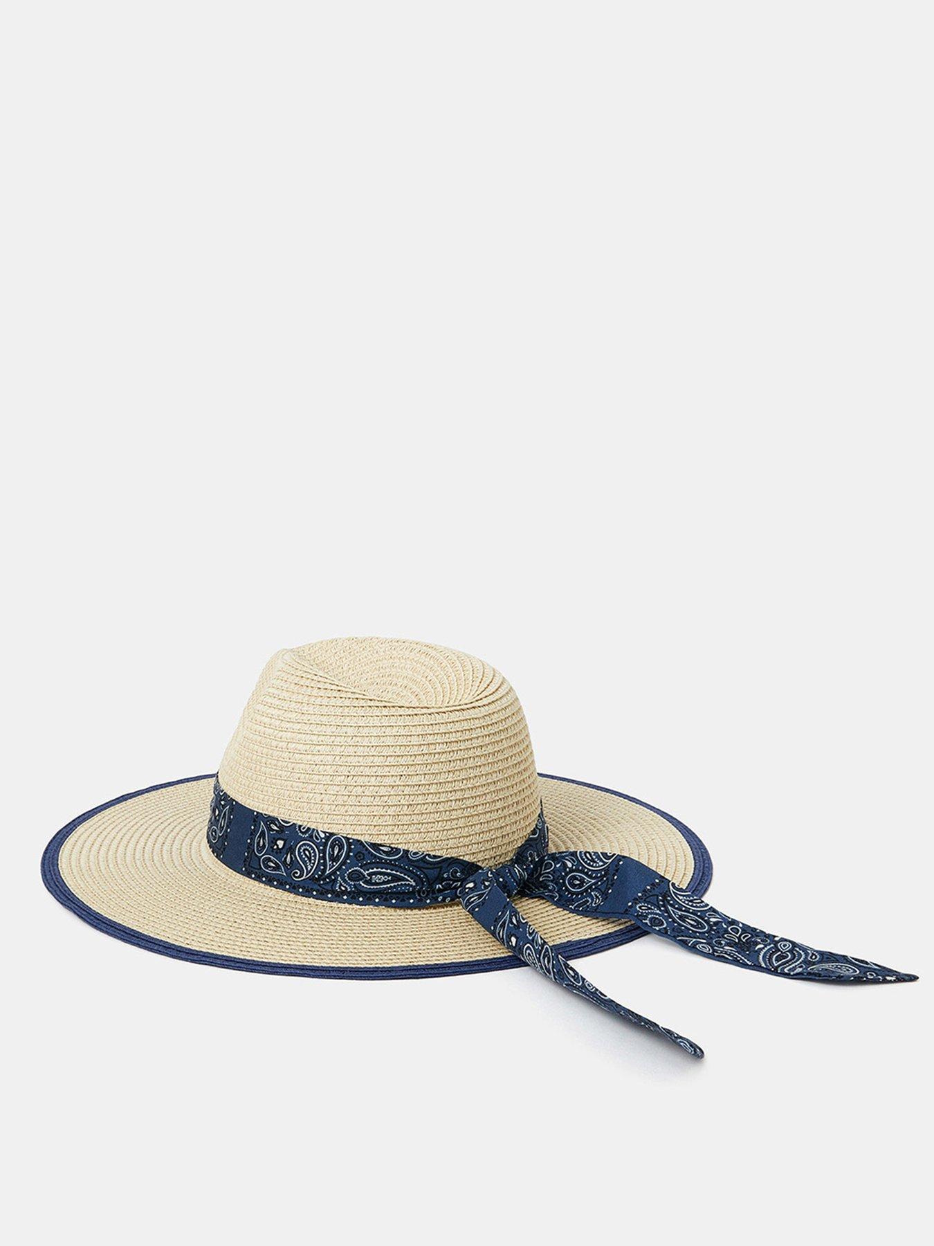 Image 3 of 4 of Accessorize Bandana Straw Fedora Hat - Beige