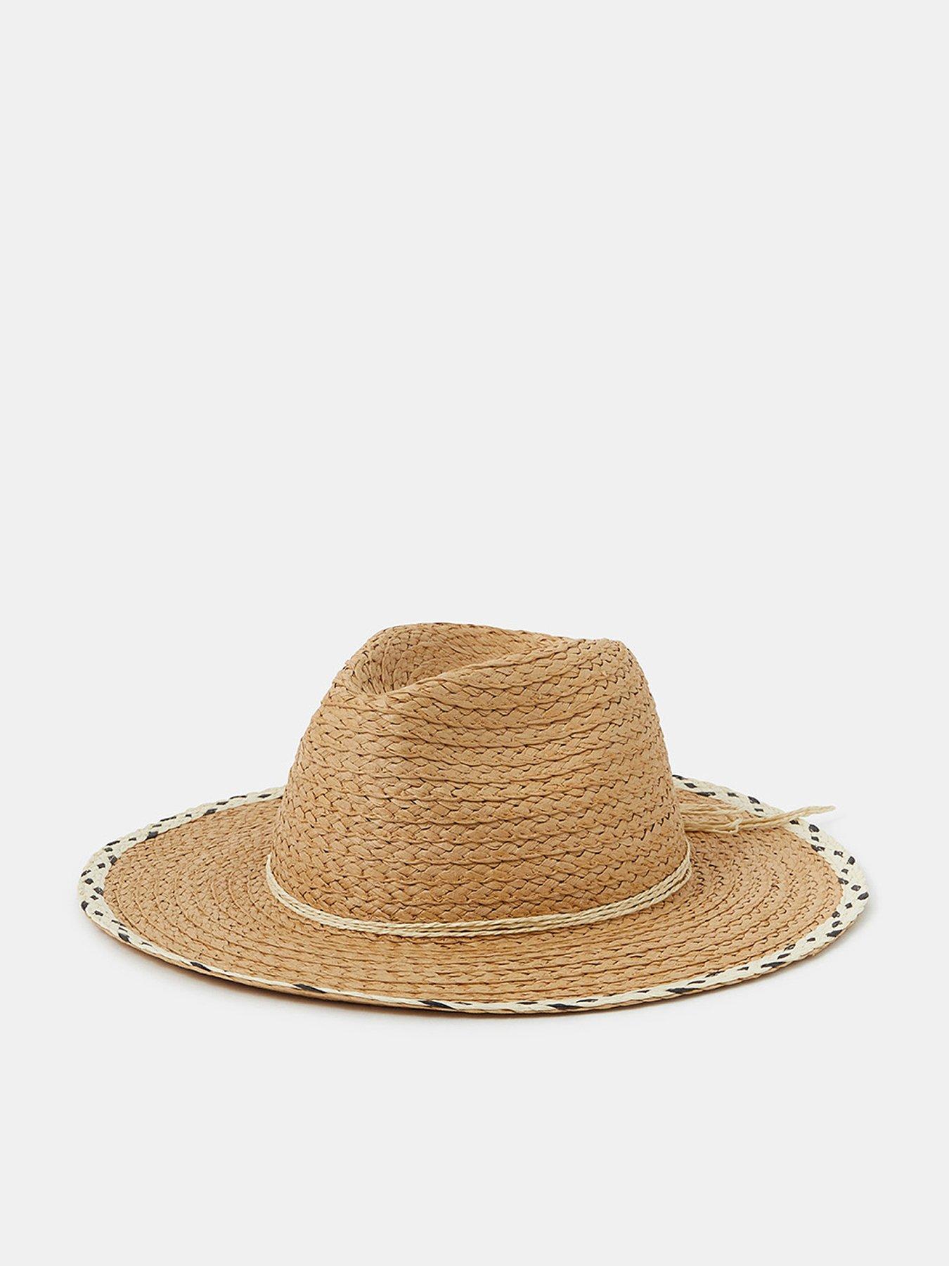 Image 1 of 4 of Accessorize Mono Brim Fedora Hat - Light Brown