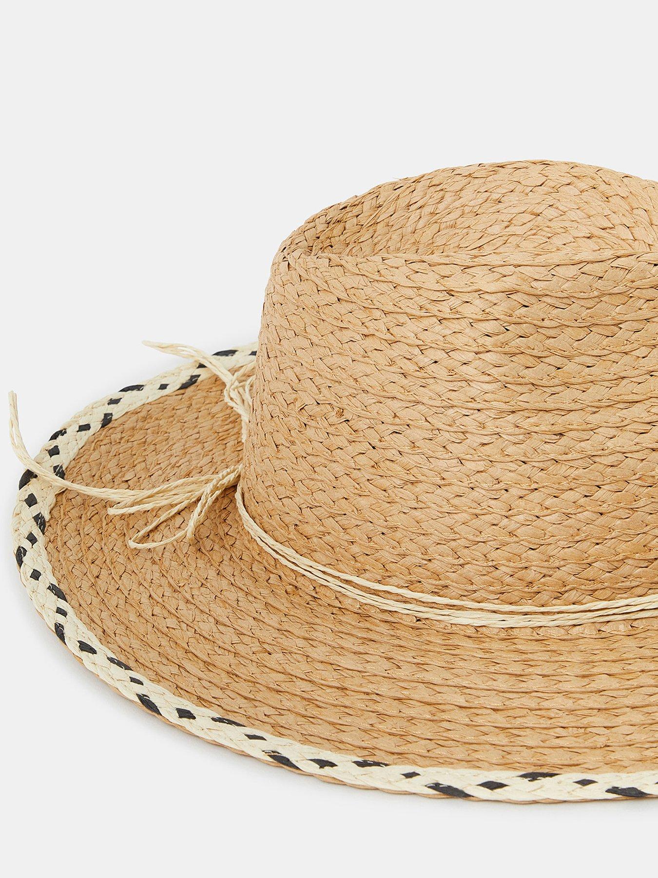 Image 4 of 4 of Accessorize Mono Brim Fedora Hat - Light Brown