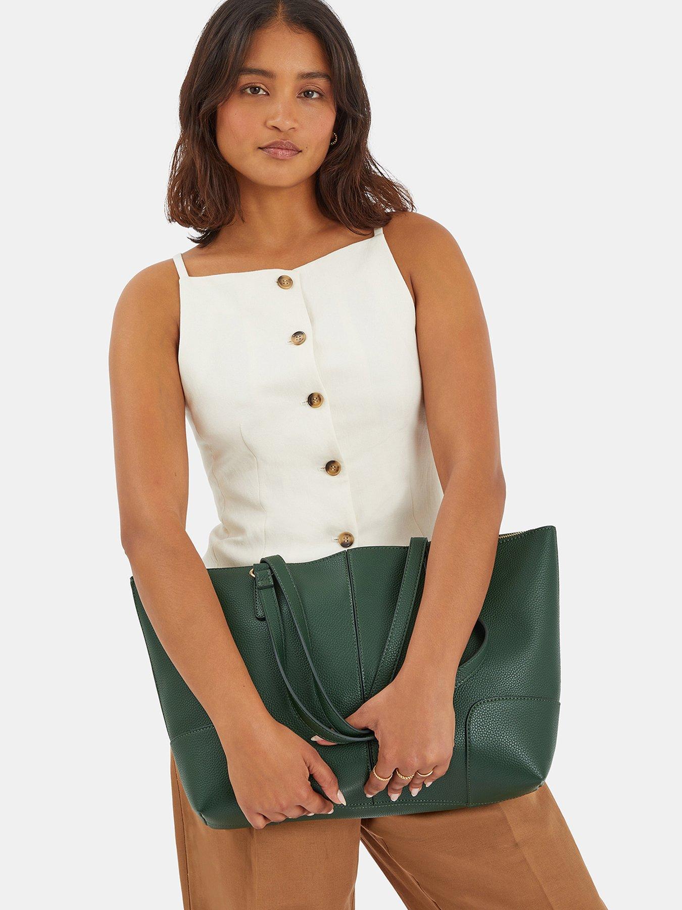 Image 2 of 5 of Accessorize Plain Tote Bag - Green
