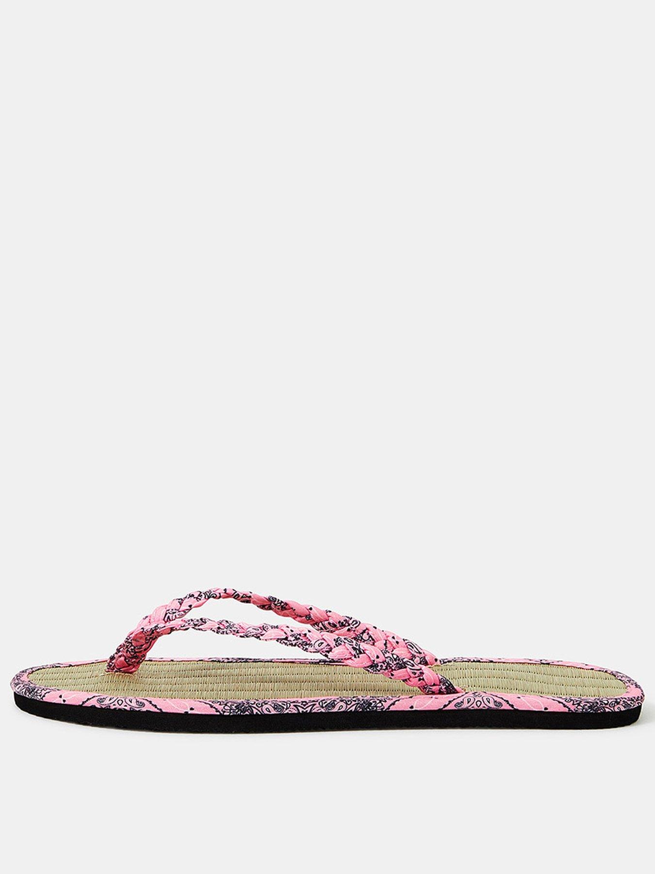 undefined Braided Bandana Seagrass Flip Flops - Pink