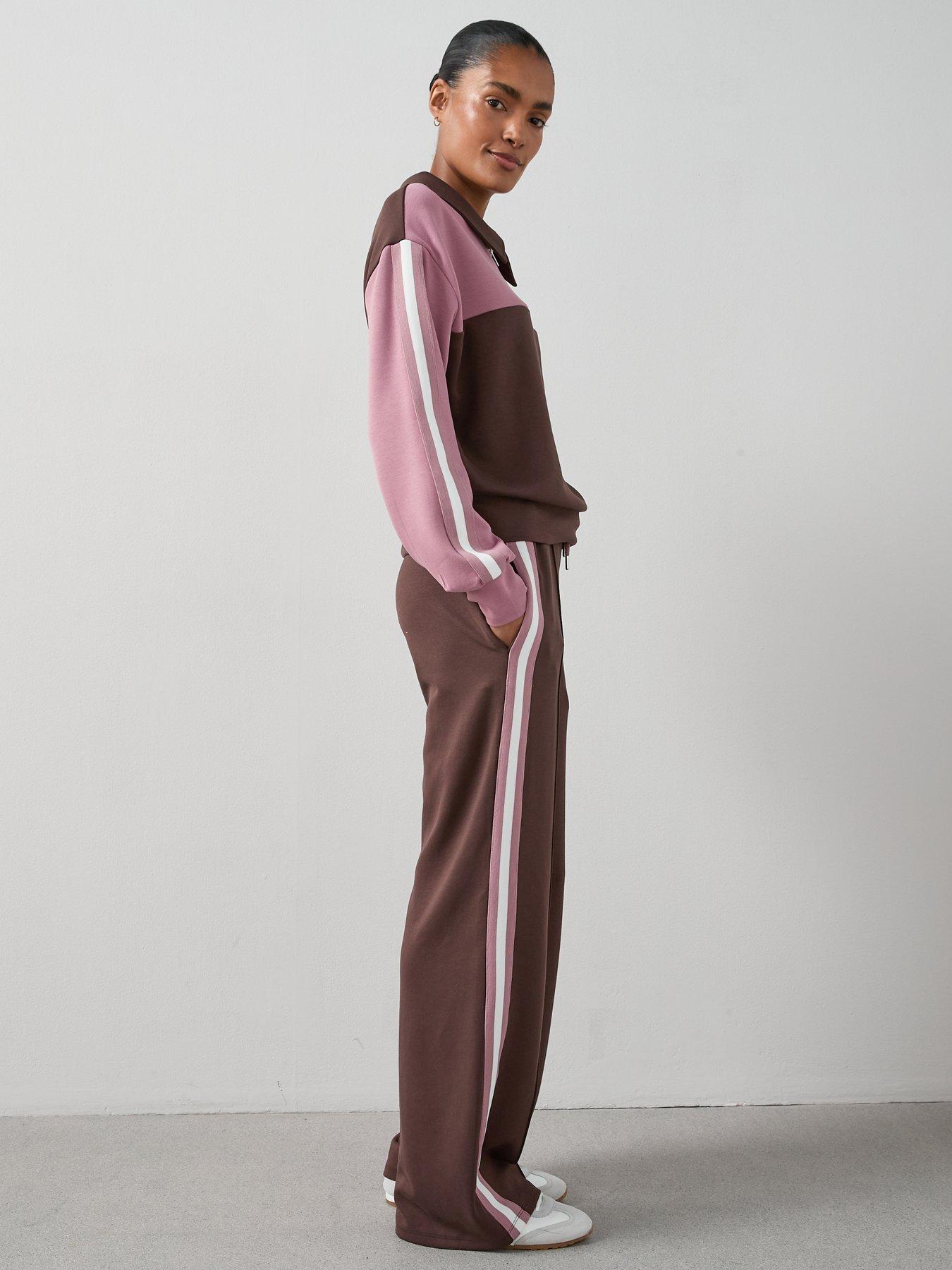 Image 5 of 6 of The Very Collection Soft Touch Side Stripe Wide Leg Jogger - Brown