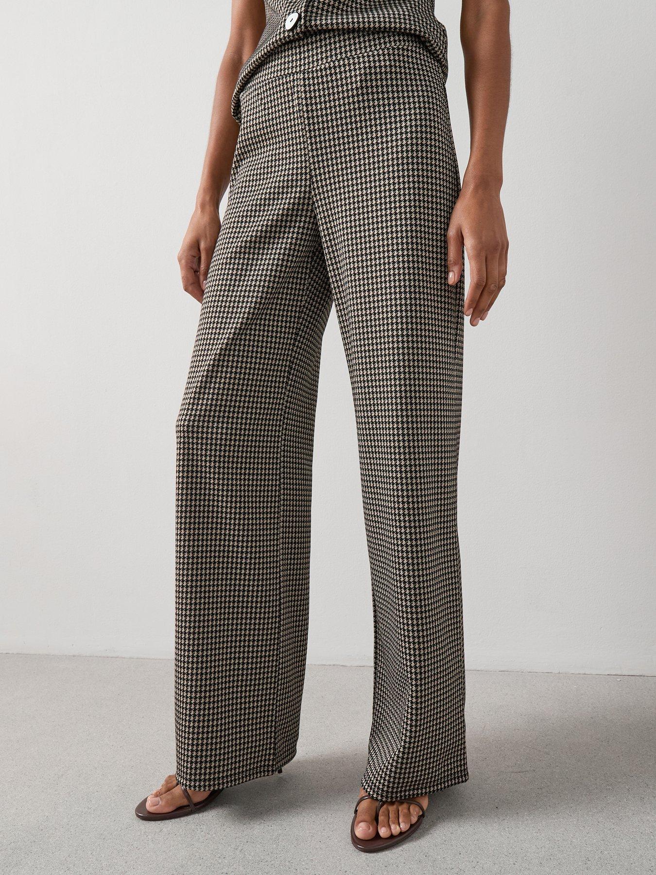 The Very Collection Check Wide Leg Trousers Co-Ord - Houndstooth - Print
