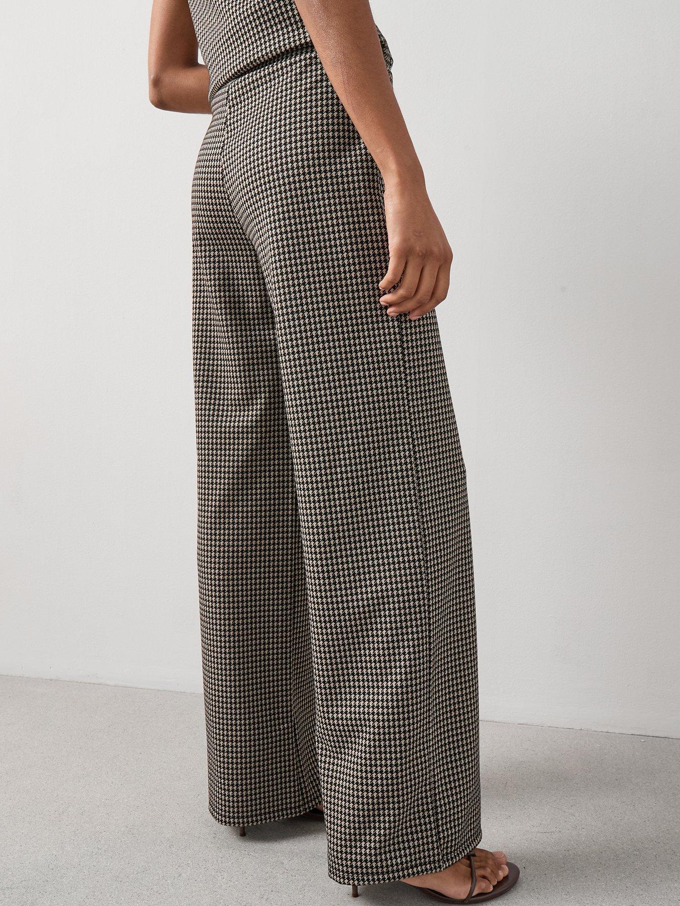 Image 2 of 7 of The Very Collection Check Wide Leg Trousers Co-Ord - Houndstooth