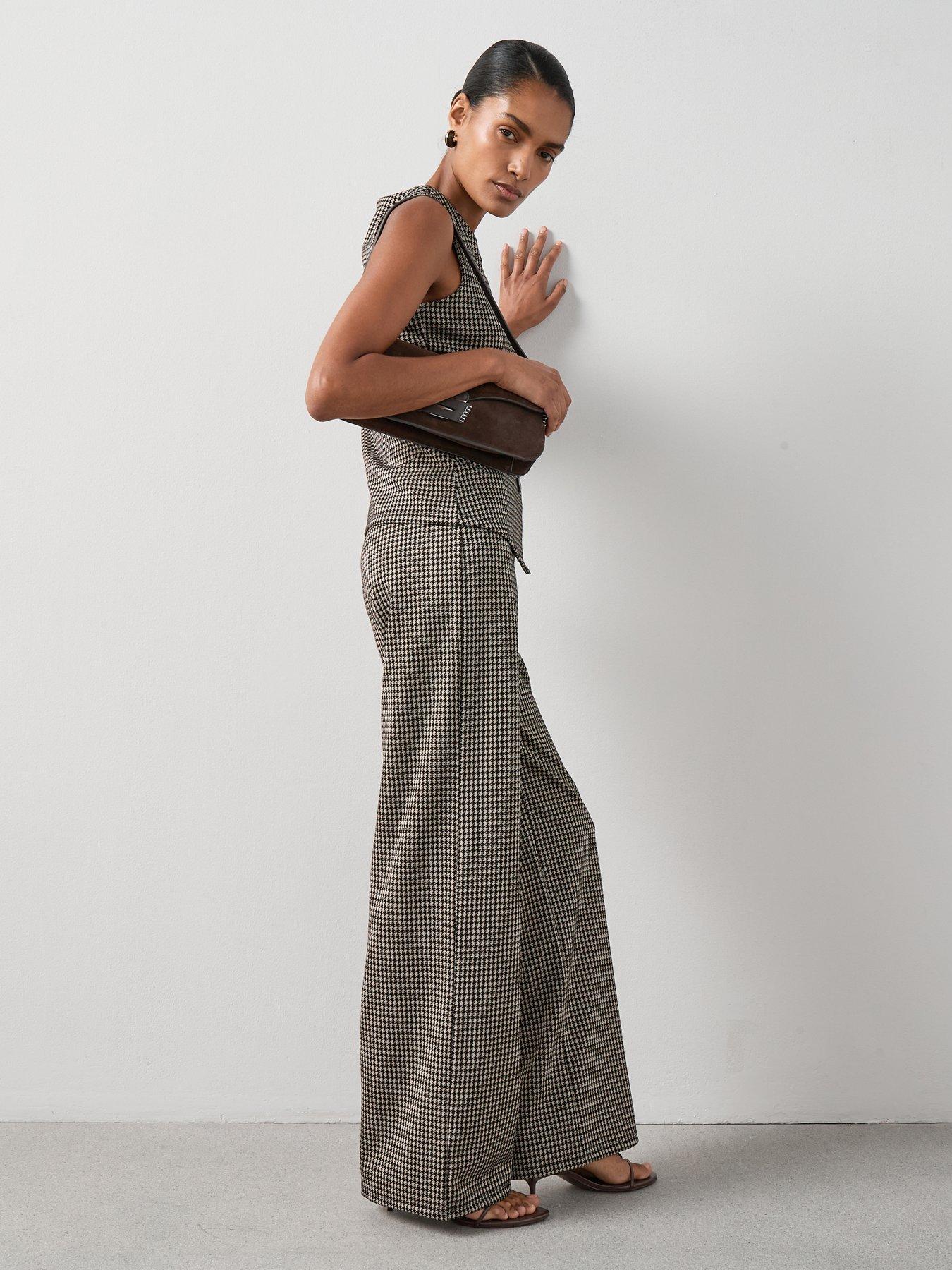 Image 5 of 7 of The Very Collection Check Wide Leg Trousers Co-Ord - Houndstooth