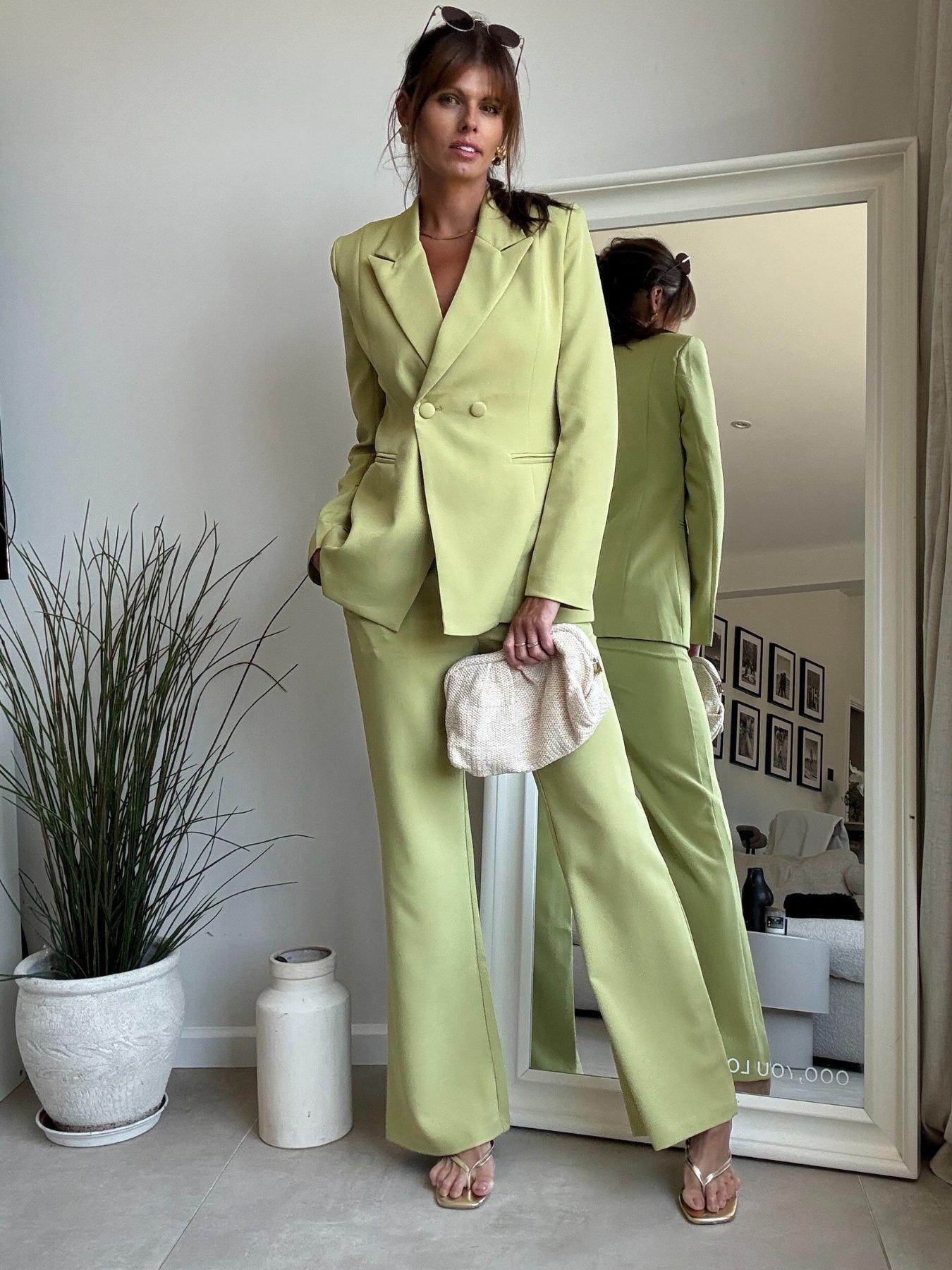 undefined Double Breasted Blazer - Green