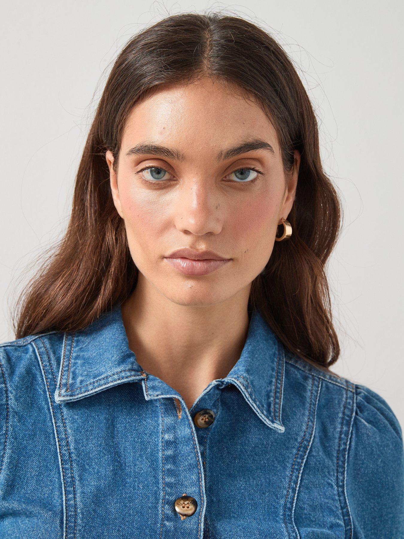 Image 6 of 7 of The Very Collection Denim Belted Mini Dress - Mid Wash