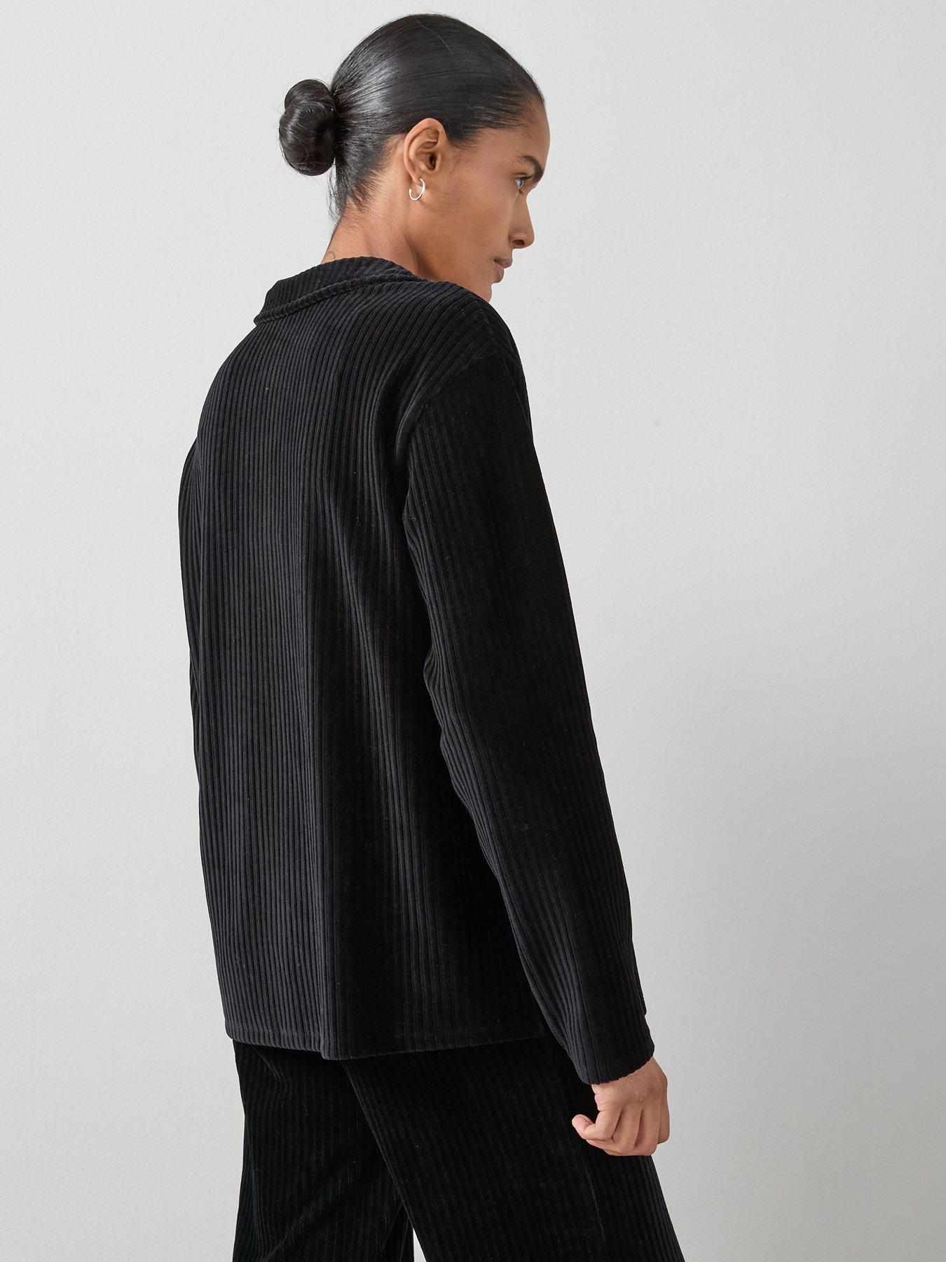 Image 2 of 7 of The Very Collection Textured Cord Oversized Shirt Co-Ord - Black