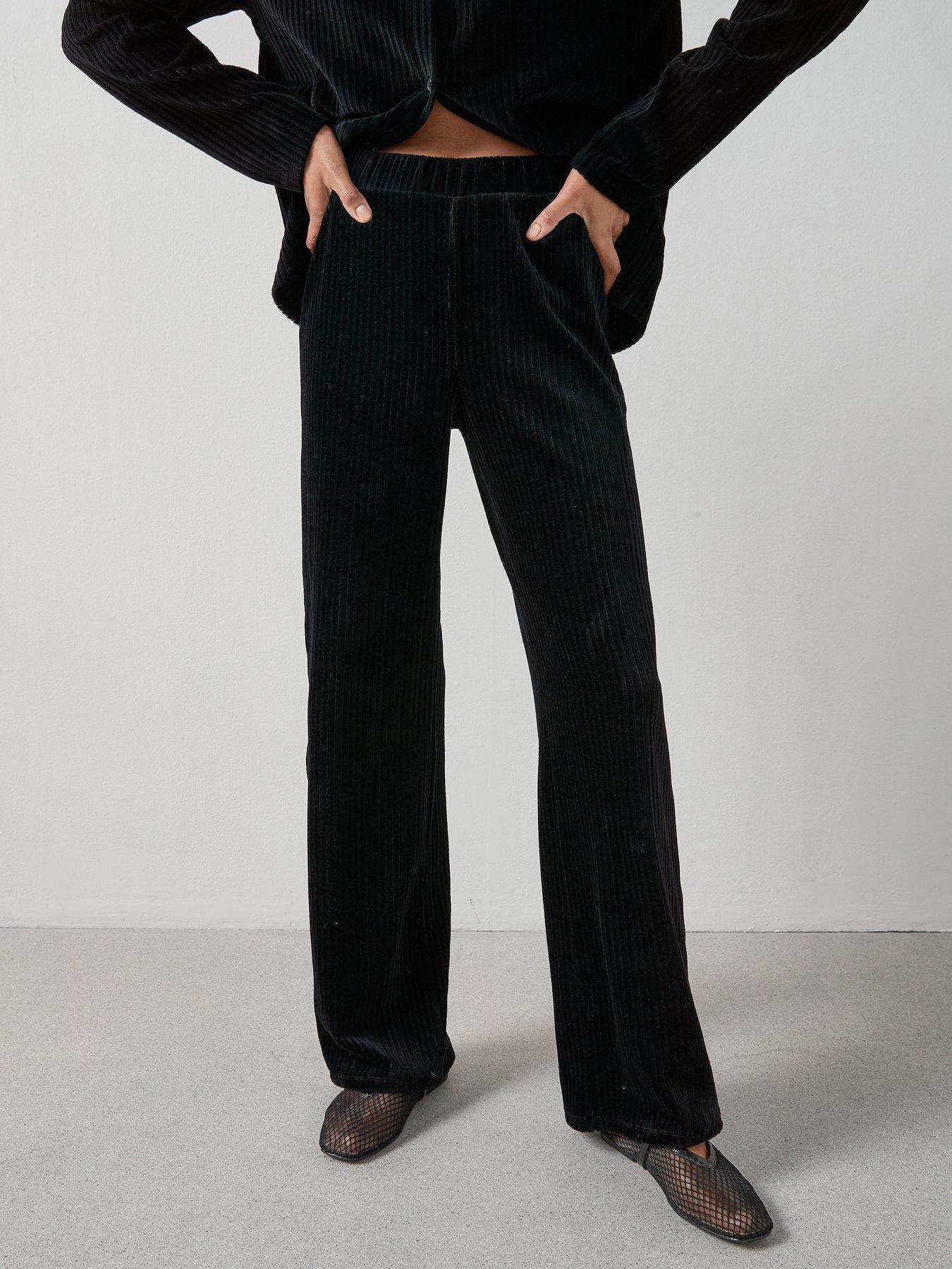 undefined Textured Cord Wide Leg Trouser Co-Ord - Black