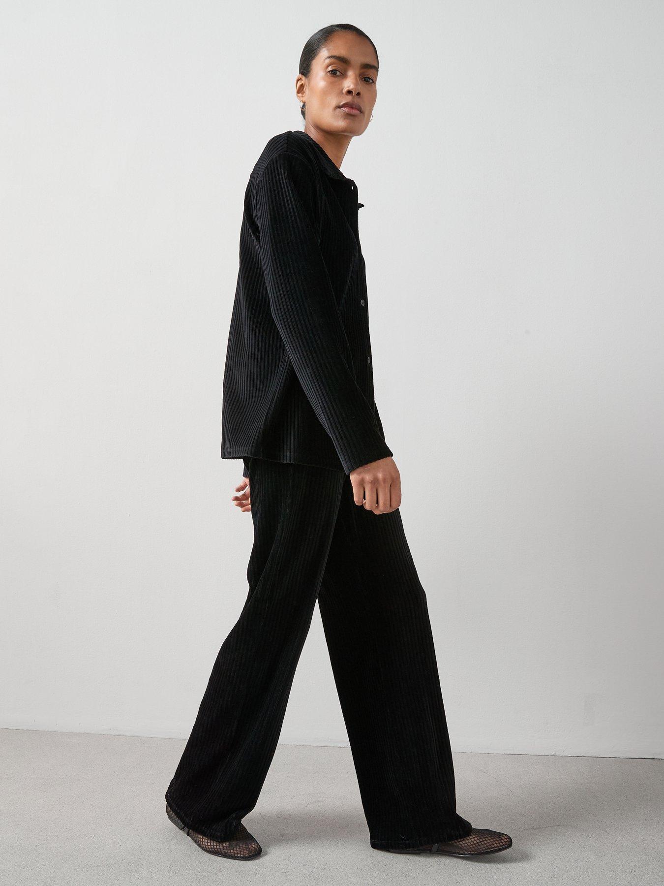 Image 5 of 7 of The Very Collection Textured Cord Wide Leg Trouser Co-Ord - Black