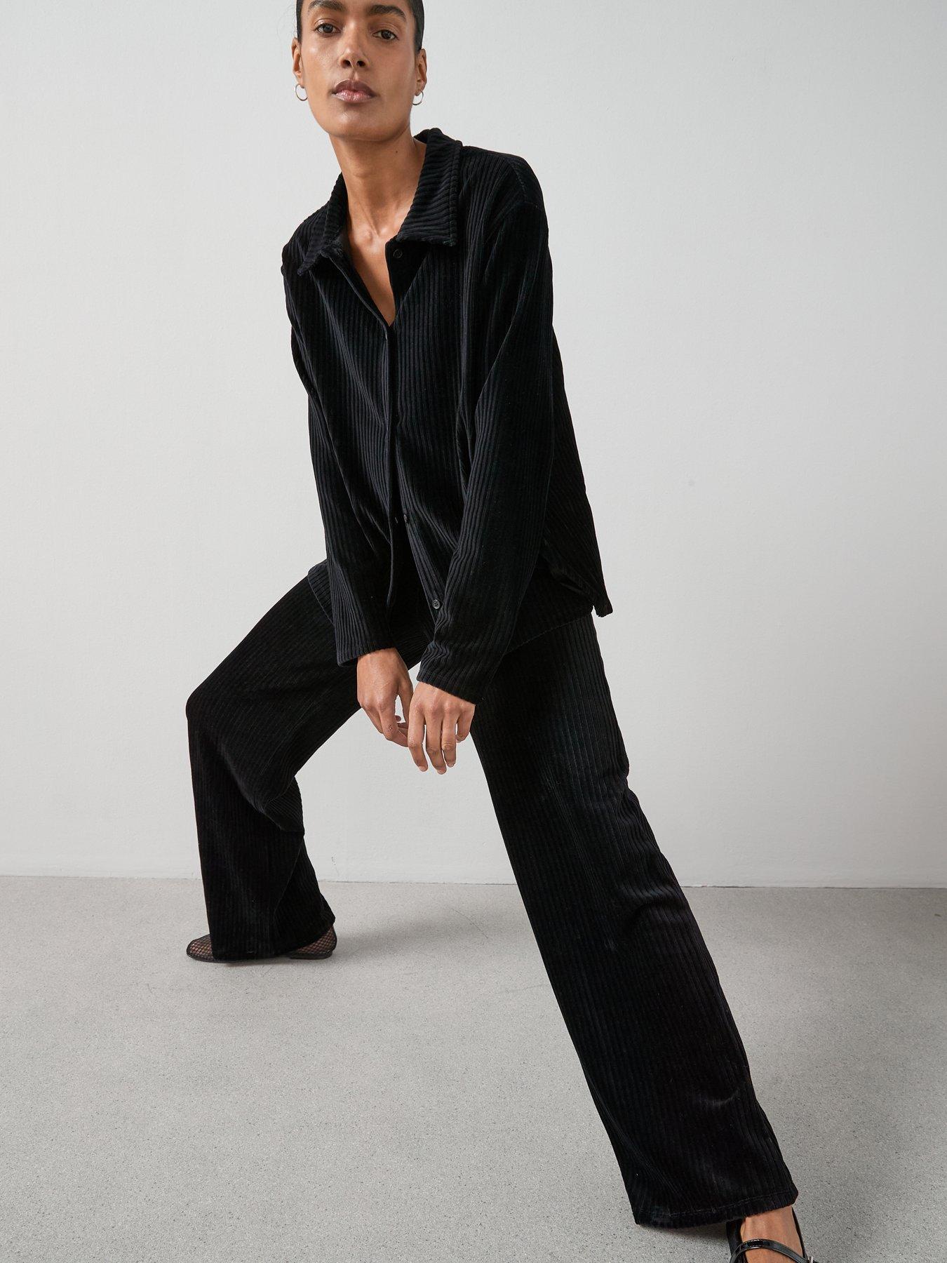 Image 6 of 7 of The Very Collection Textured Cord Wide Leg Trouser Co-Ord - Black