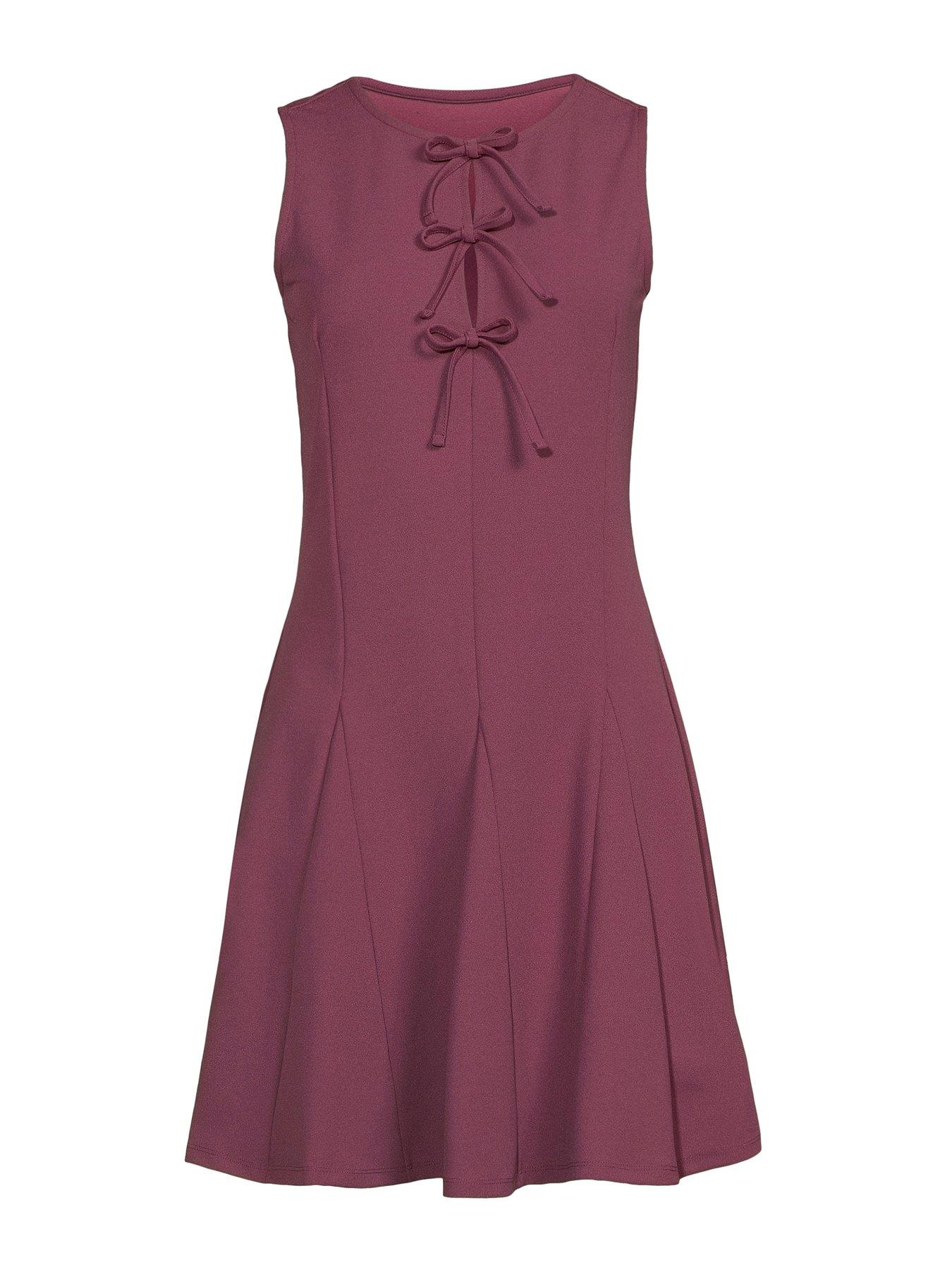 Image 7 of 7 of The Very Collection Bow Detail Mini Dress - Plum